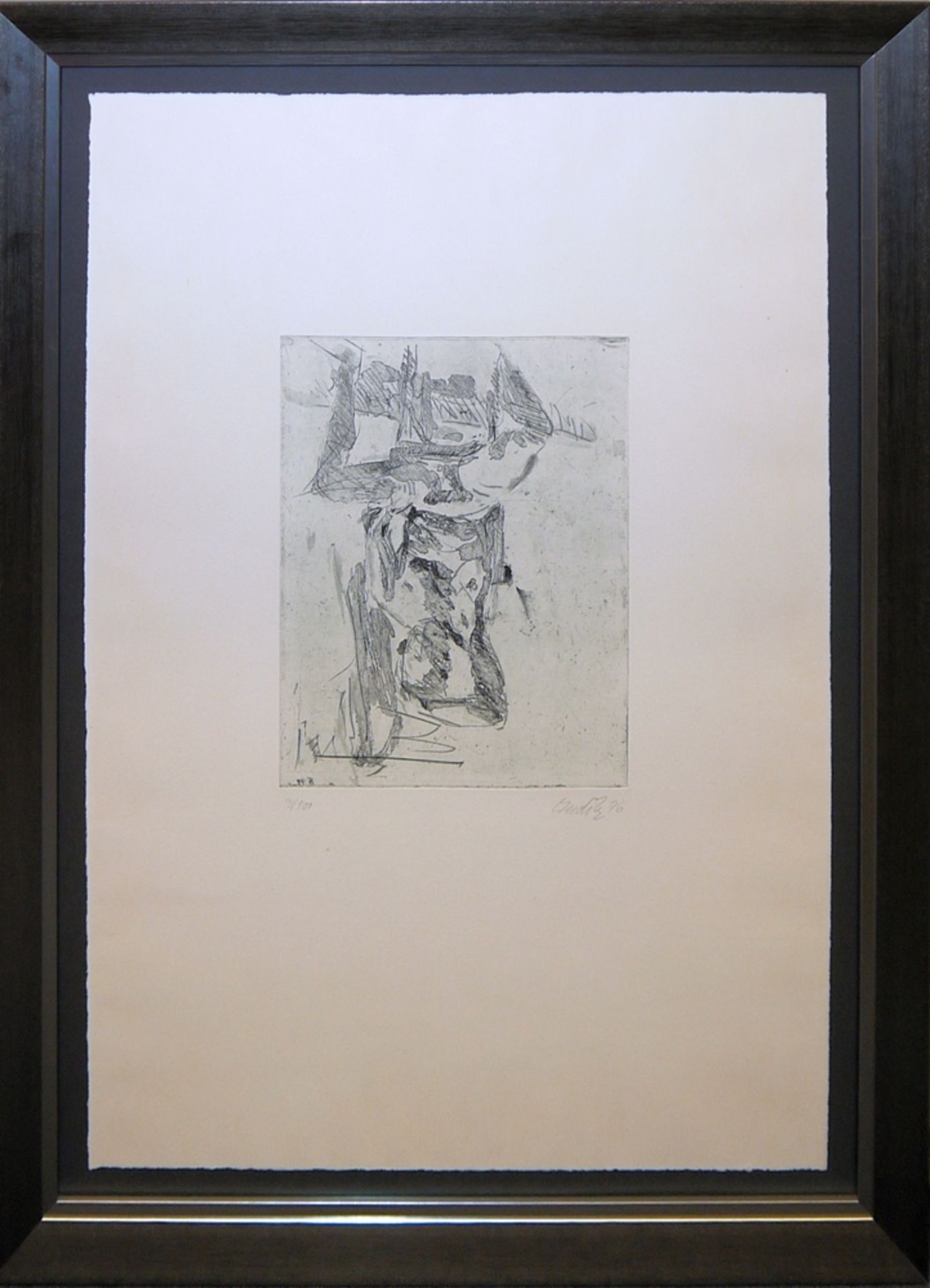 Georg Baselitz, Sitzender männlicher Akt, kopfüber, signierte Aquatinta-Radierung, (19)74/76,