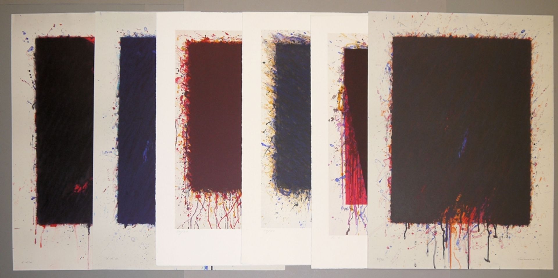 Bernd Berner, verlaufende Flächenräume, 6 Farblithographien der 1990-er Jahre, alle sign.<b