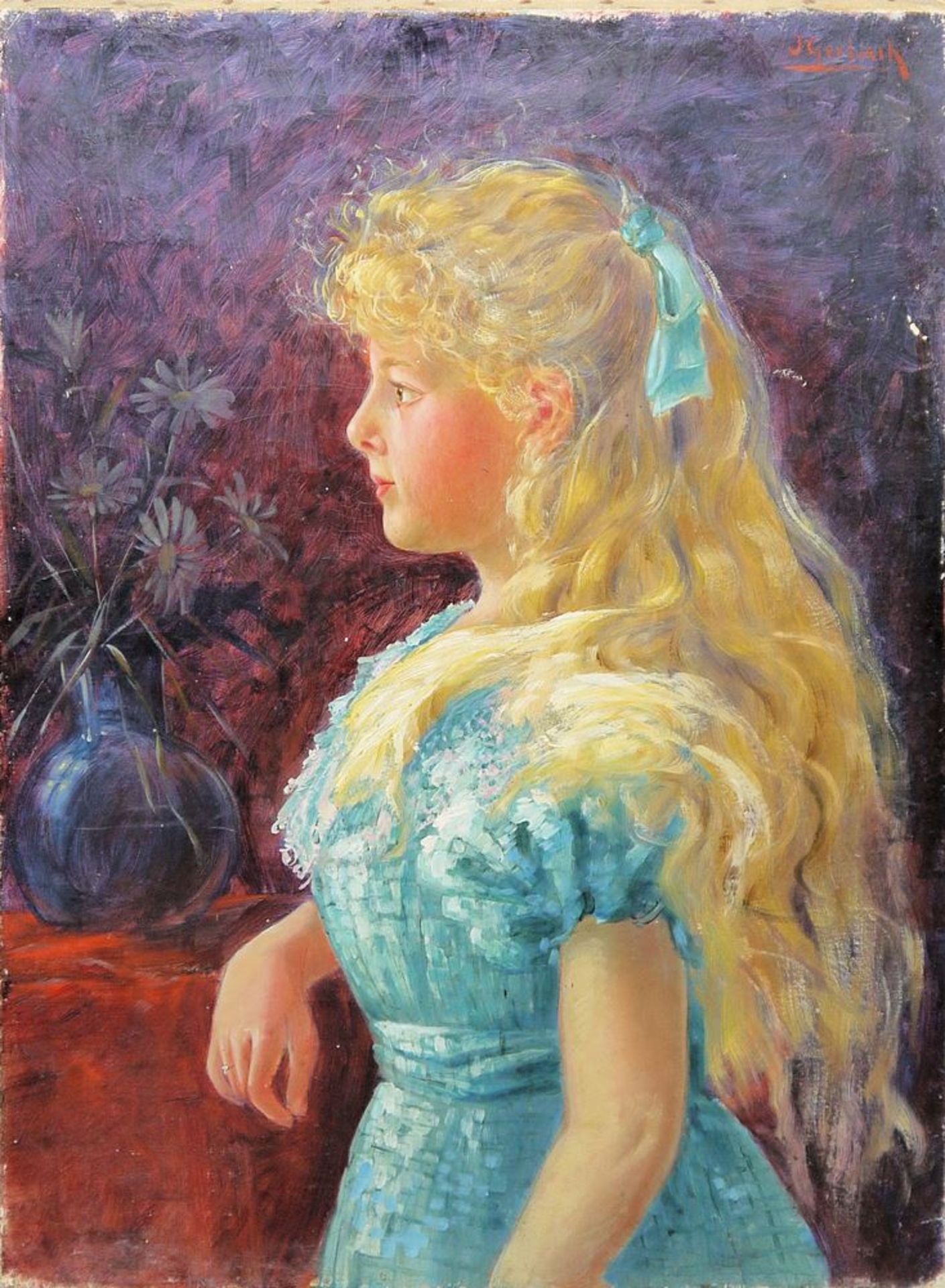 J. Gerlach, Kinderportrait der Thusnelda Glöggler & Anonym, Knabenportrait, Ölgemälde, 1901 u. - Image 2 of 4