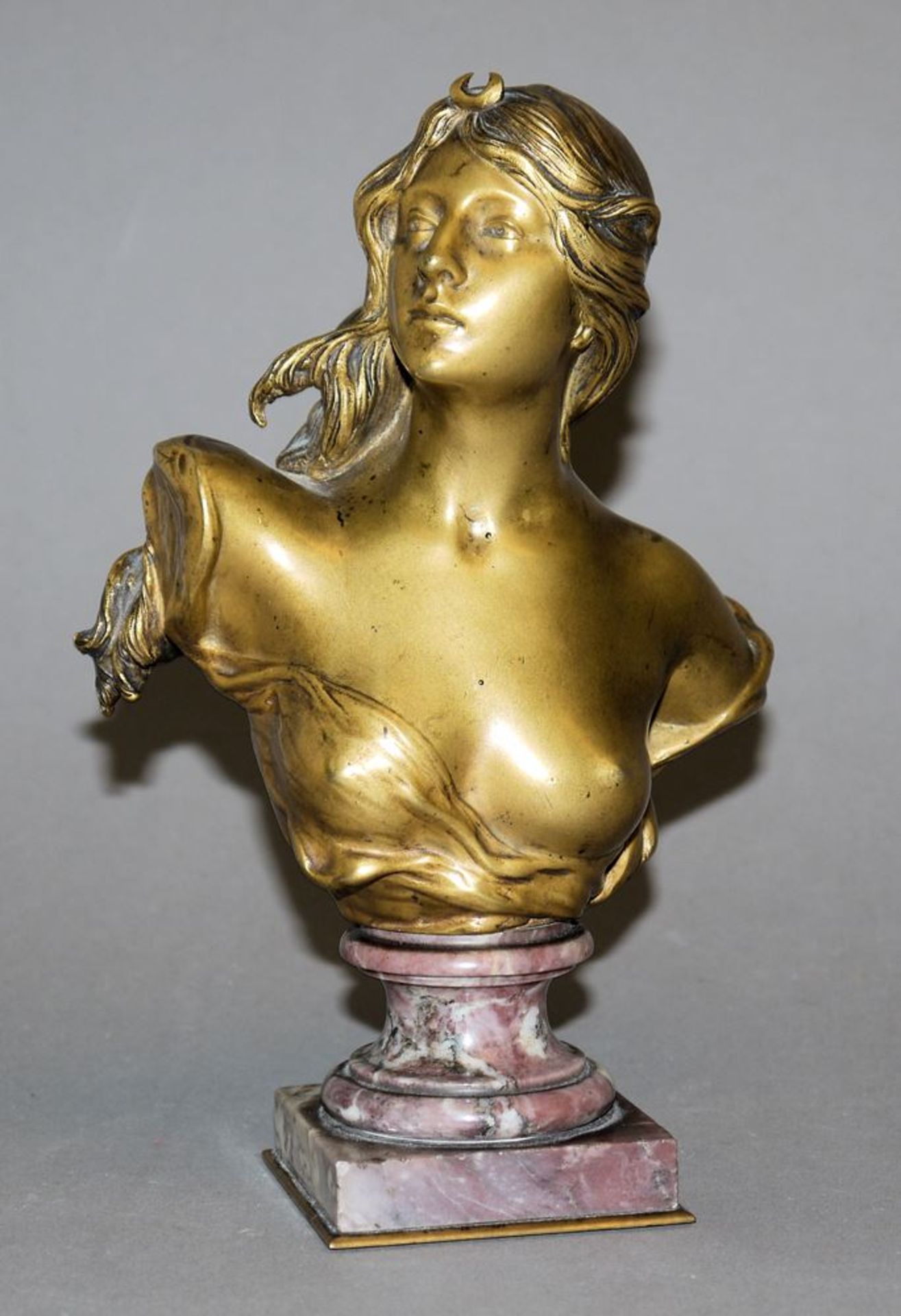 Paul Gasq, Bronzebüste der Diana, Frankreich um 1900