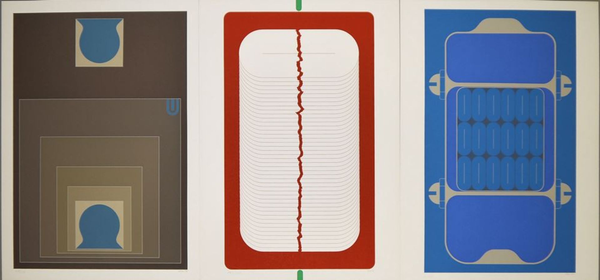 Sato Ado, Drei Kompositionen, Farbserigraphien von 1974