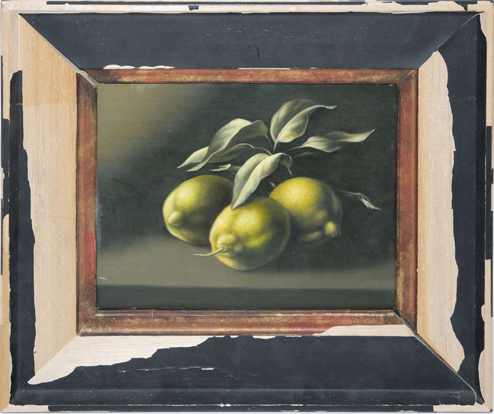 Franz Meckl, Stillleben mit drei Zitronen, Ölgemälde, um 1980, gerahmt