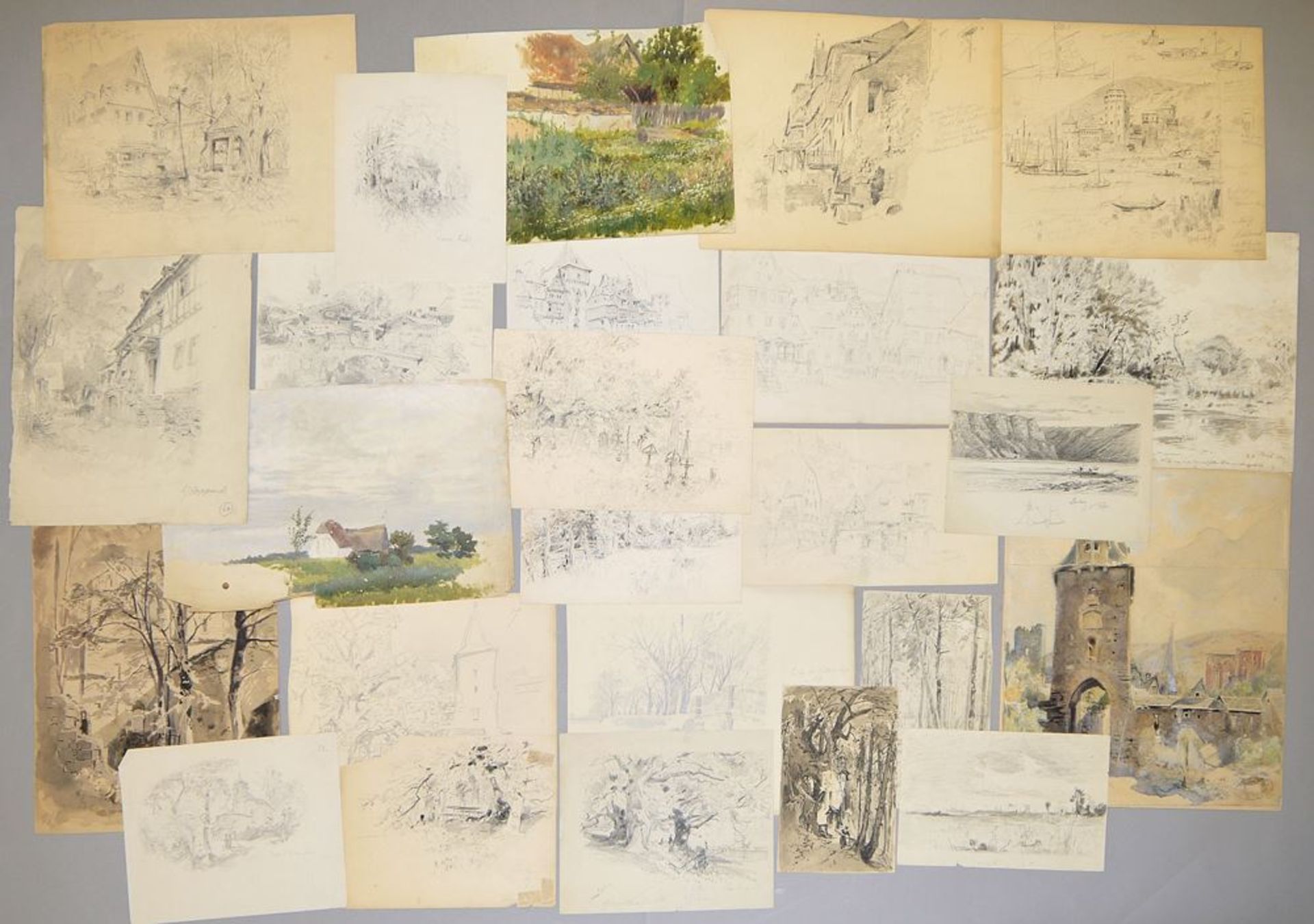 Richard Püttner, Künstlernachlass-Konvolut mit 25 Zeichnungen, z.T. signiert m.