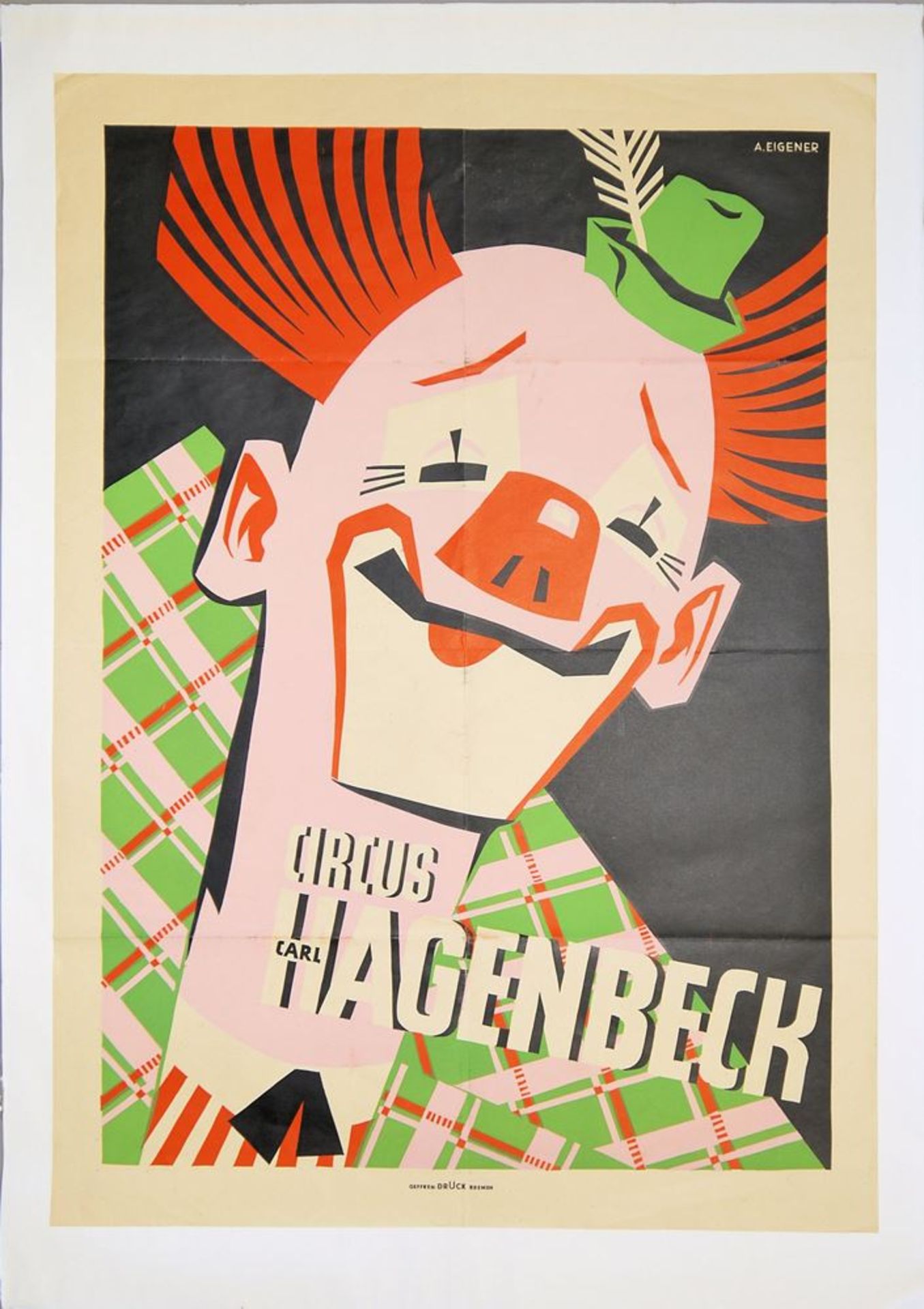 August Eigener, Originalplakat: "Circus Carl Hagenbeck, Farblithographie um 1950