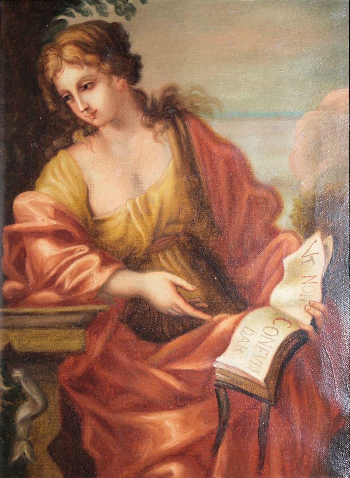 Giovanni Francesco Romanelli, Kopie nach, um 1800/frühes 19. Jh., Junge attraktive Frau ein Buch mit - Bild 2 aus 3
