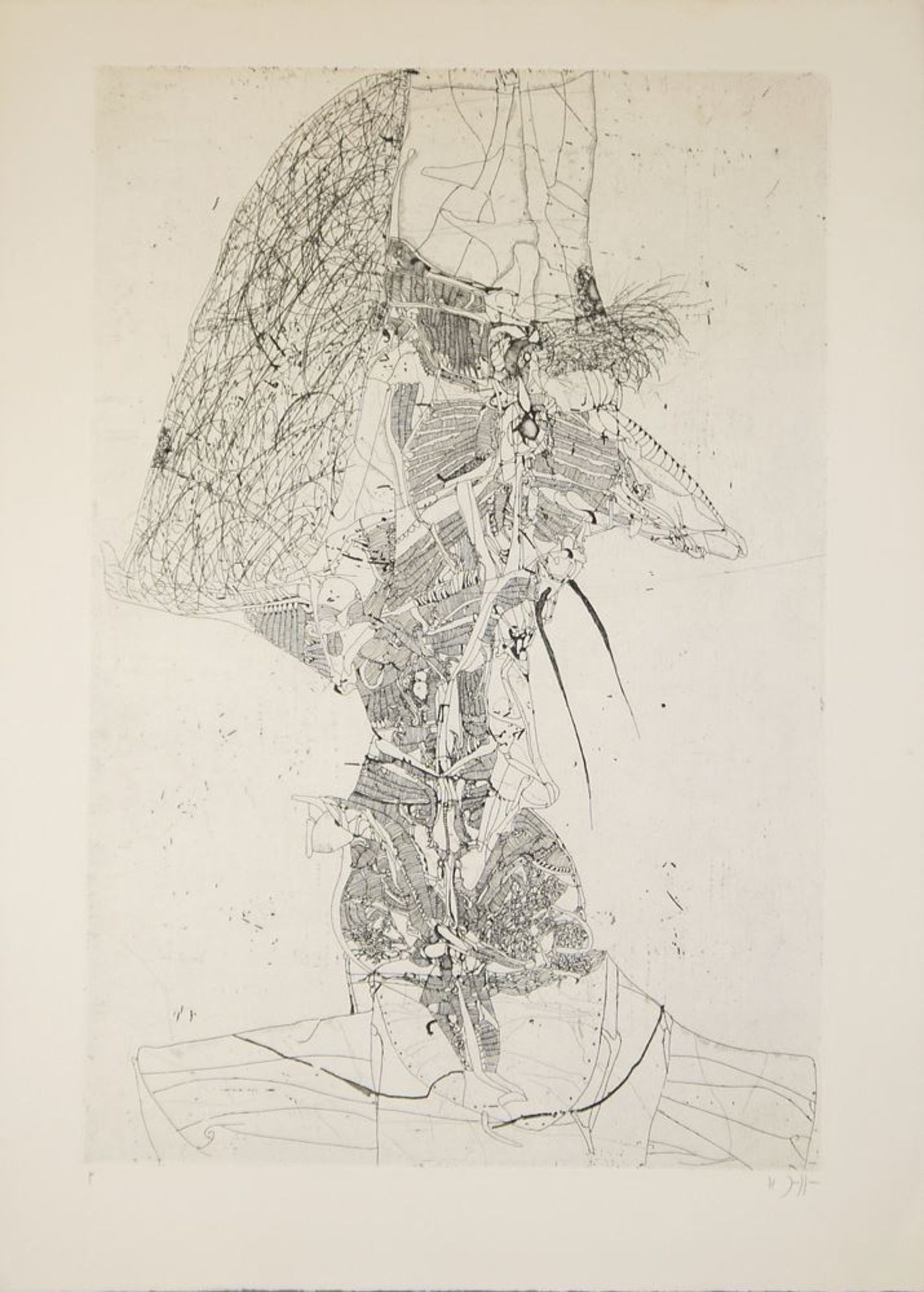 Horst Janssen, "Don Quichote", frühe signierte Radierung von 1958