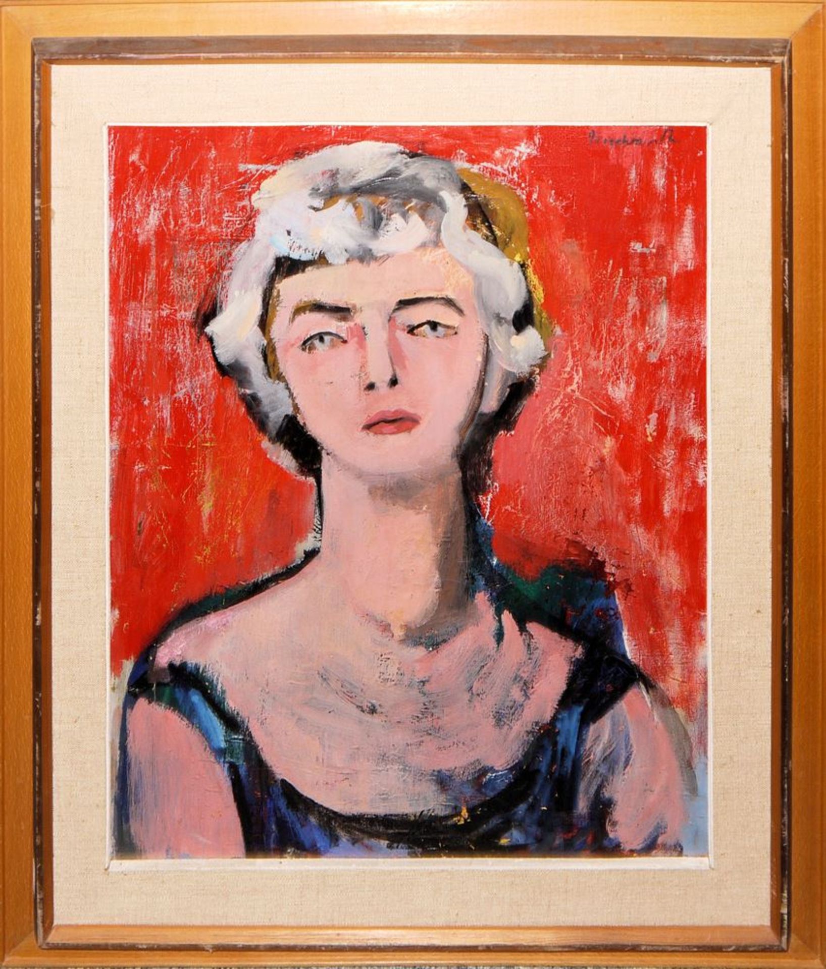 Ernst Hassebrauk, Weibliches Portrait, Ölgemälde, 1950er Jahre, Originalrahmen