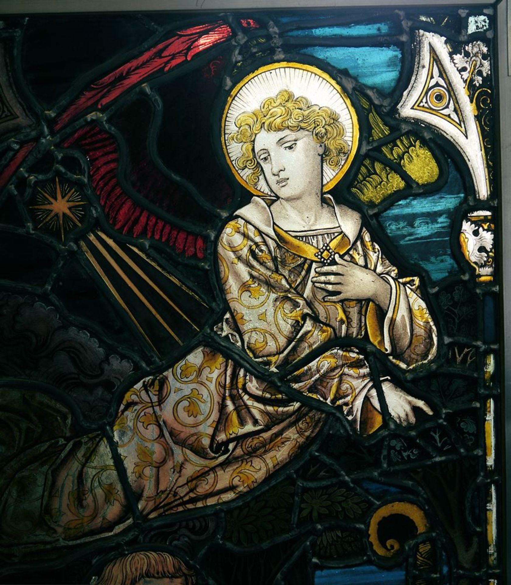Kirchenfenster des 19. Jh.s mit Anbetung der Hirten, modern gefasst - Image 5 of 5