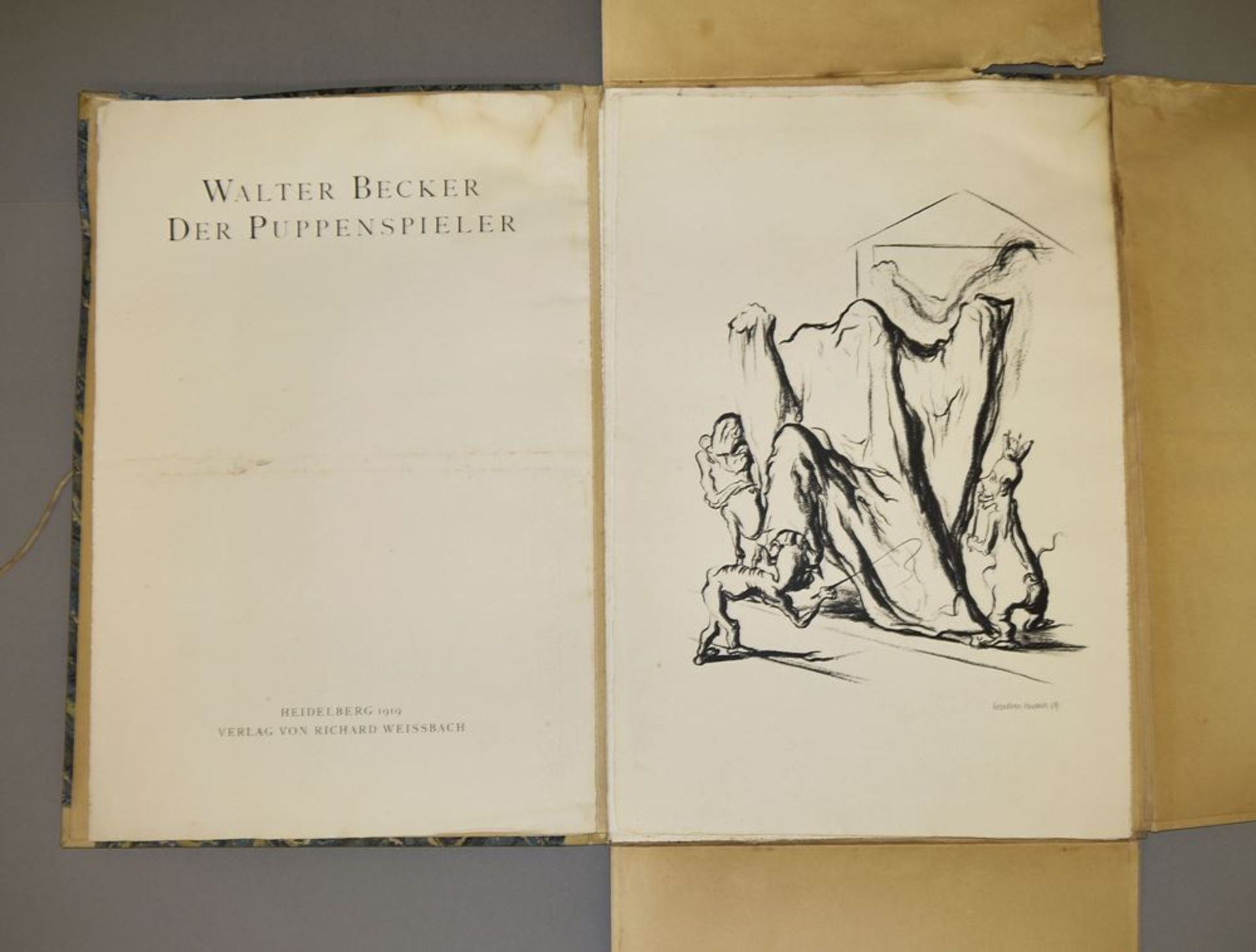 Walter Becker, "Der Puppenspieler", Mappe mit 10 Lithographien, 1919