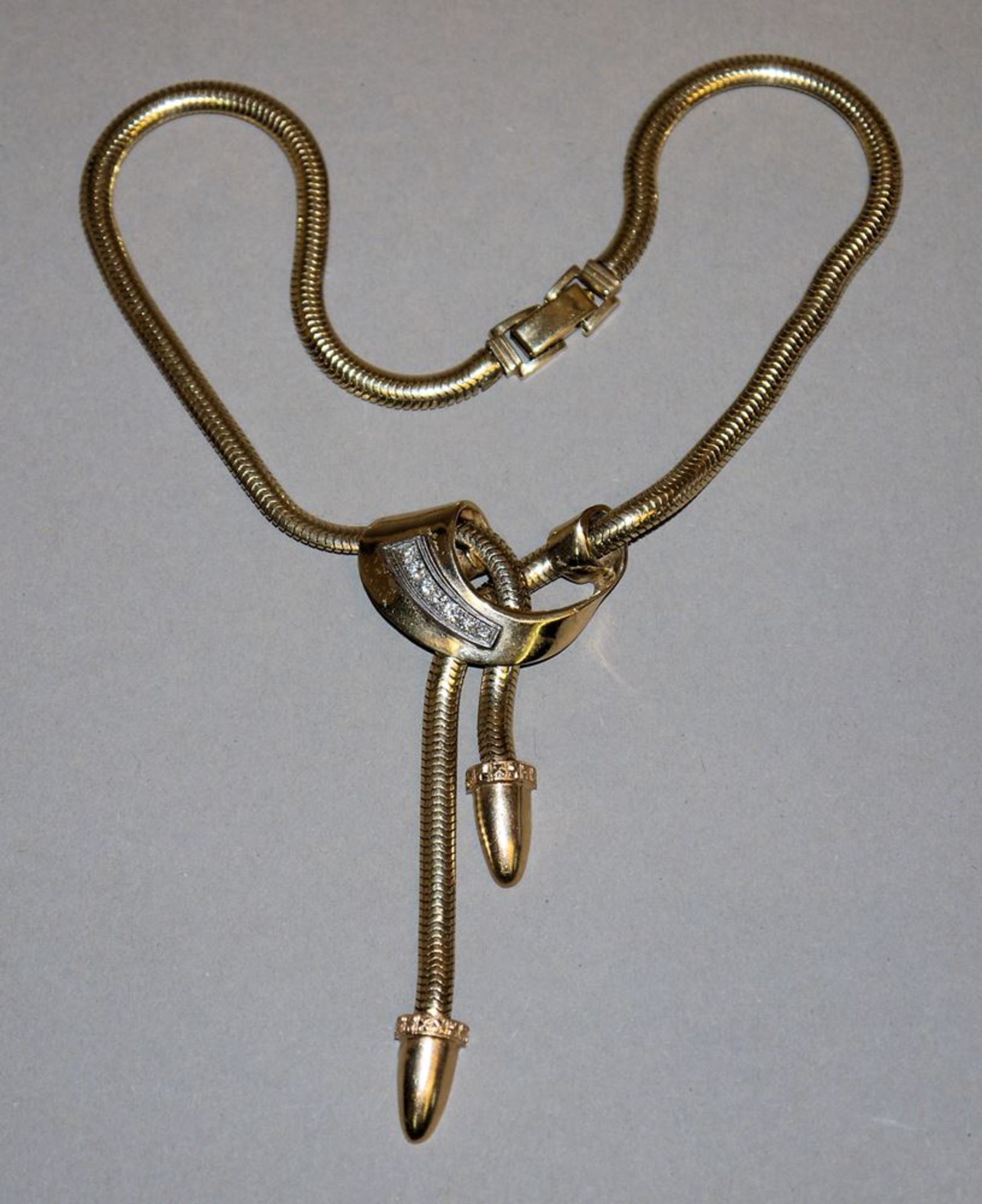 Schlangencollier mit Brillanten, Gold