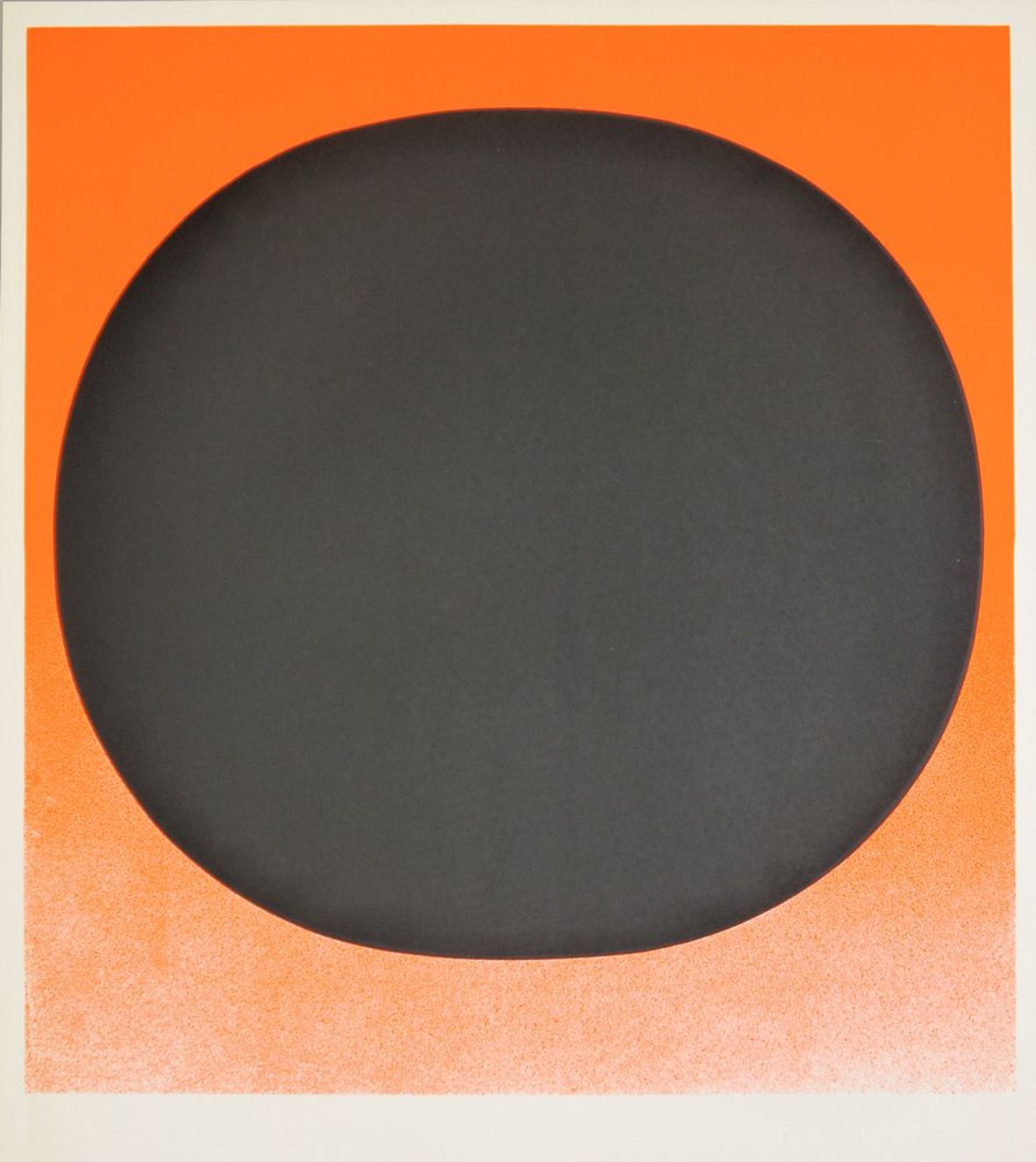 Rupprecht Geiger, Schwarzer Kreis auf Rot-Orange, Farbserigrafie, 1968