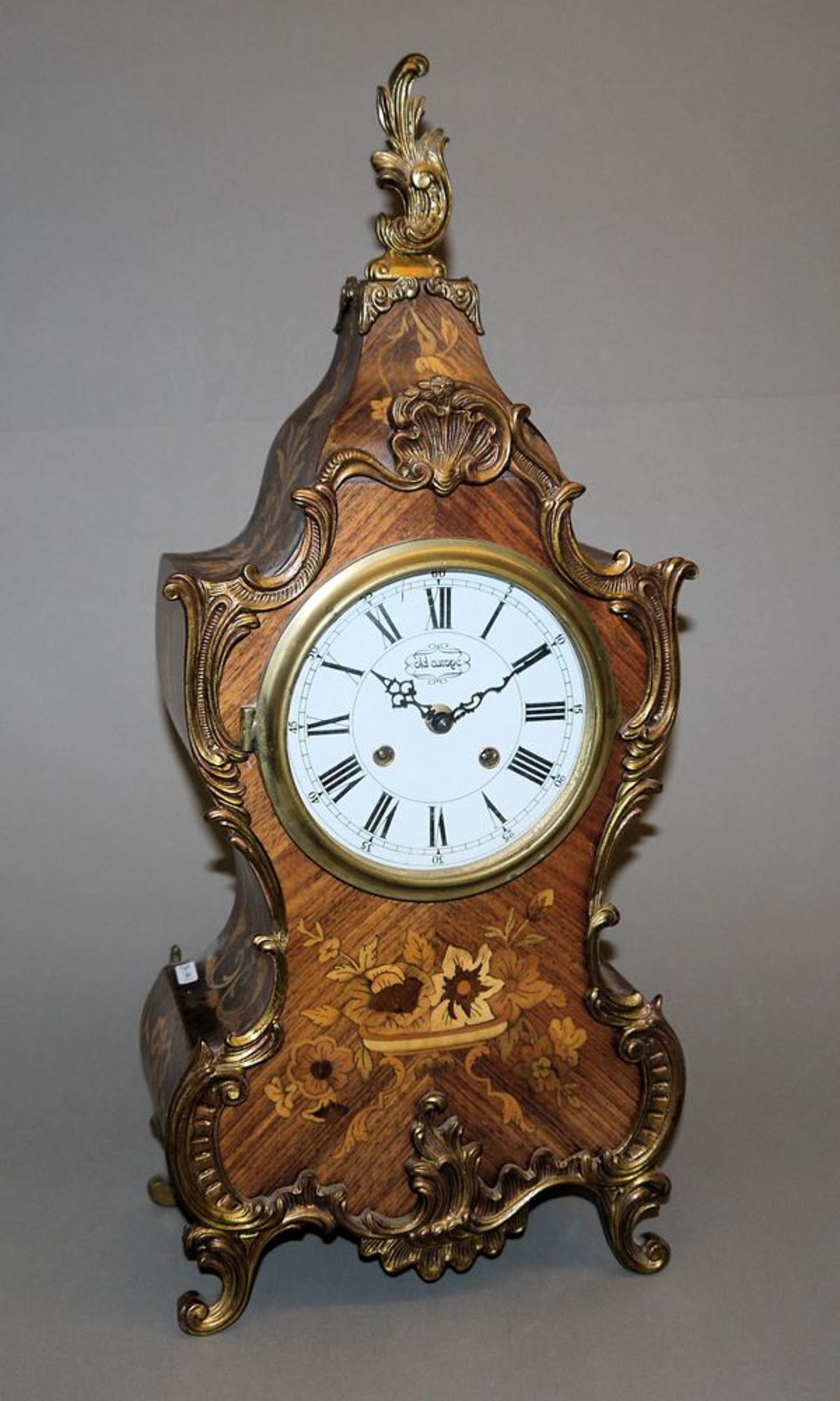 Barockform-Uhr mit Marketerie von Franz Hermle, Mitte 20. Jh.