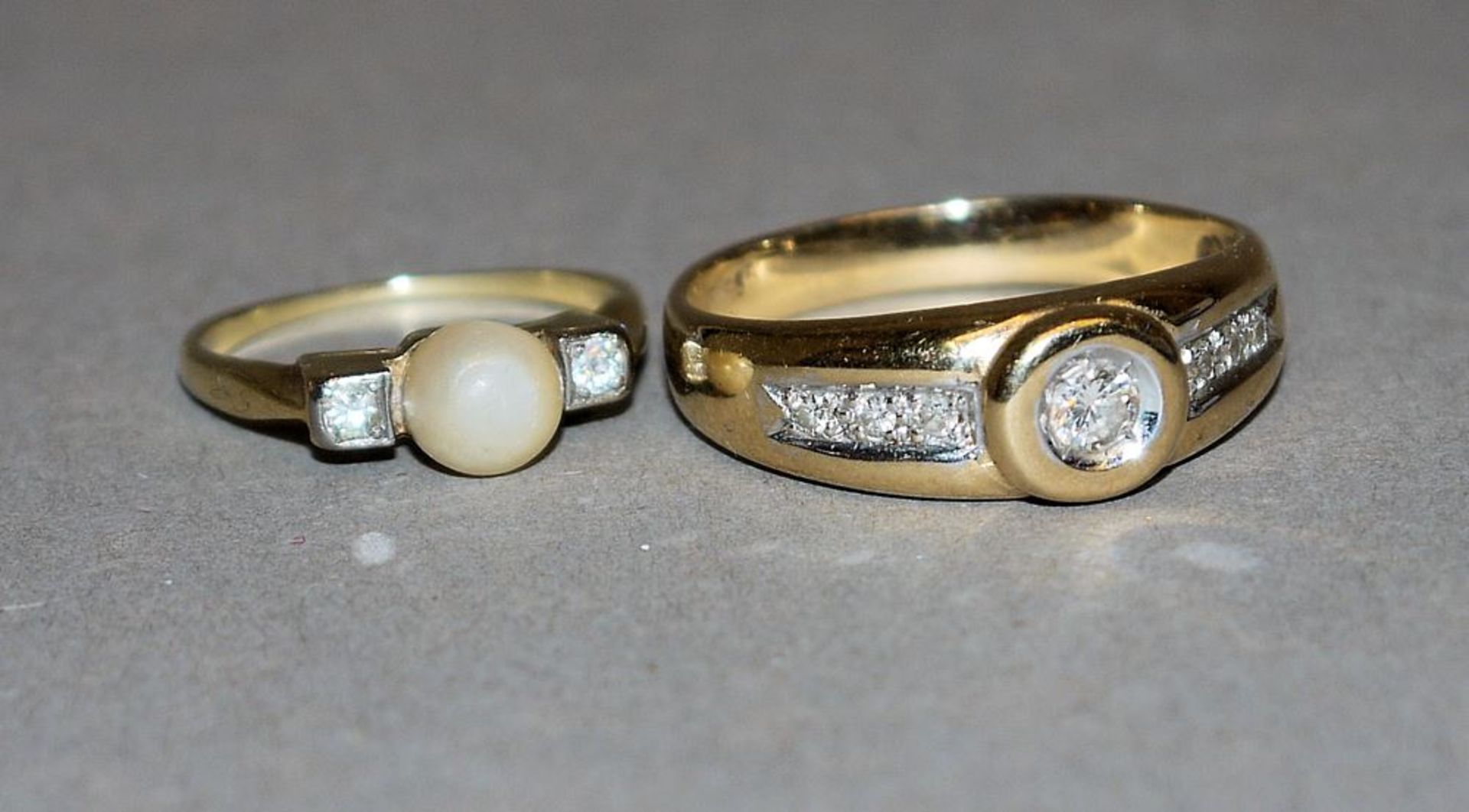 Brillantring & Ring mit Perle u. Brillanten, Gold