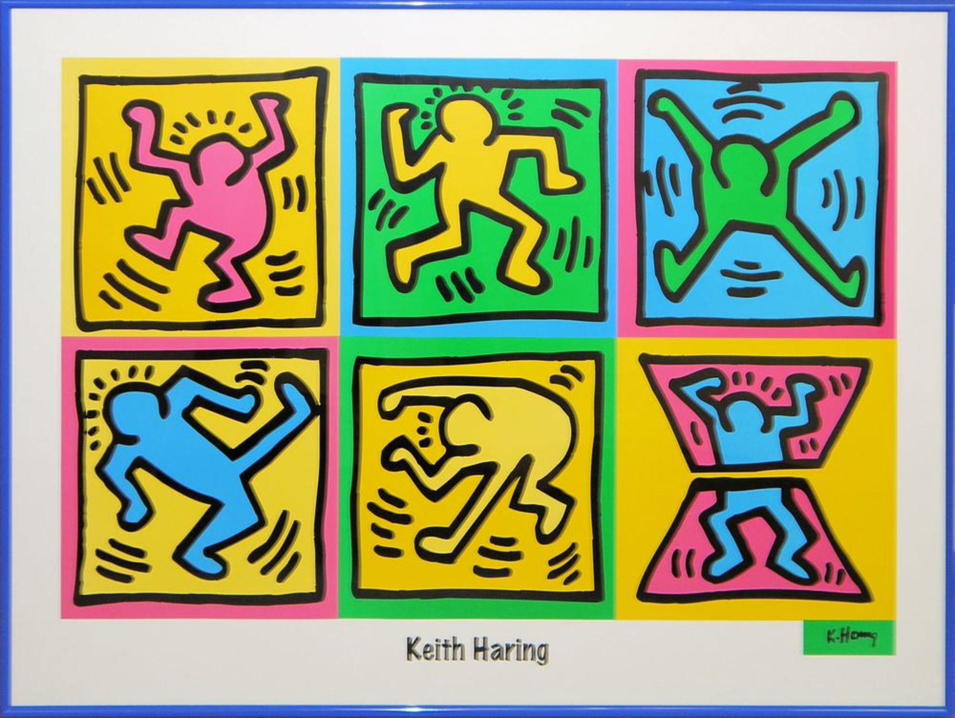 Keith Haring, "Six dancing people", Farbserigraphie von 1990 & "Wedding invitation", Offset auf