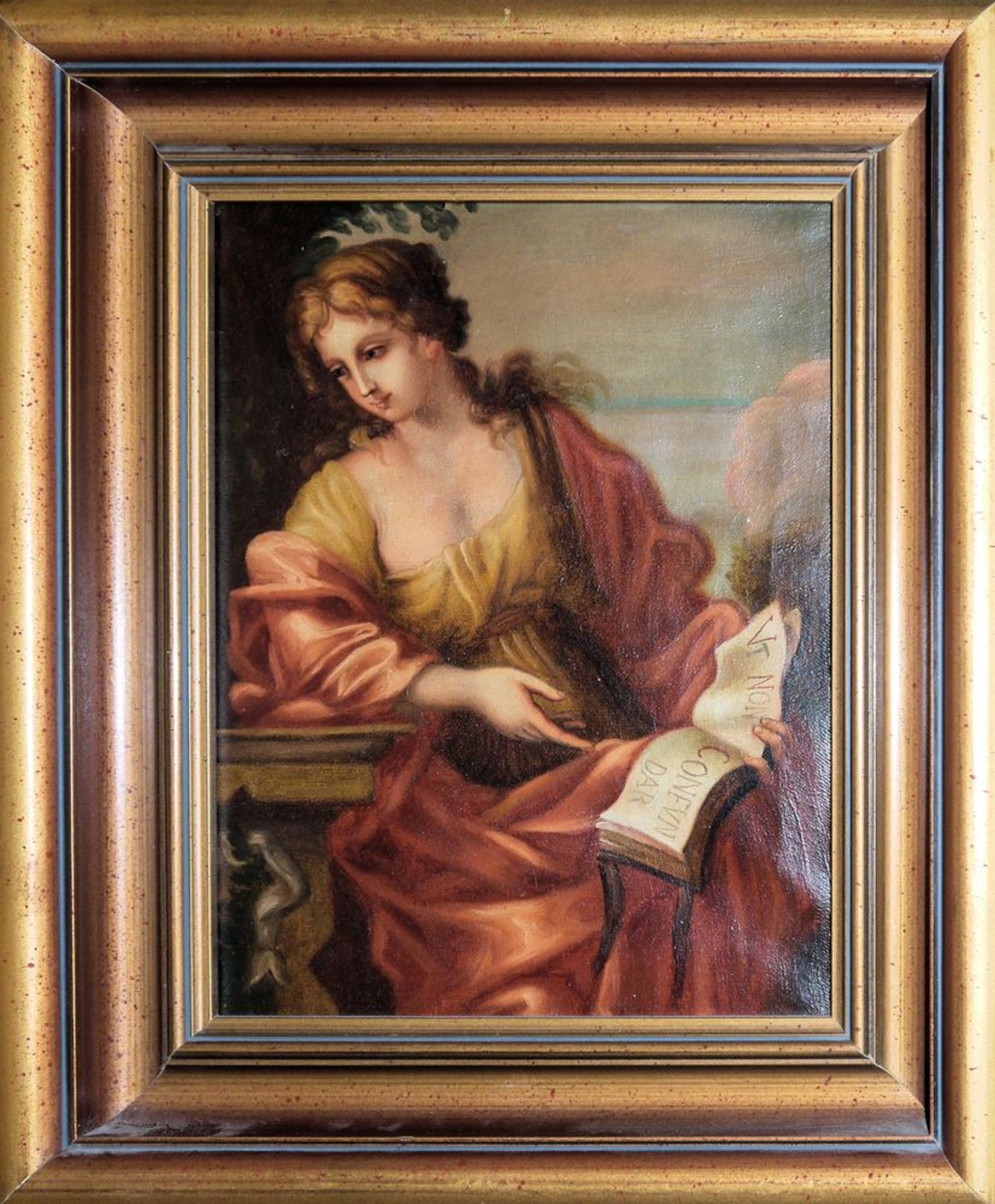 Giovanni Francesco Romanelli, Kopie nach, um 1800/frühes 19. Jh., Junge attraktive Frau ein Buch mit