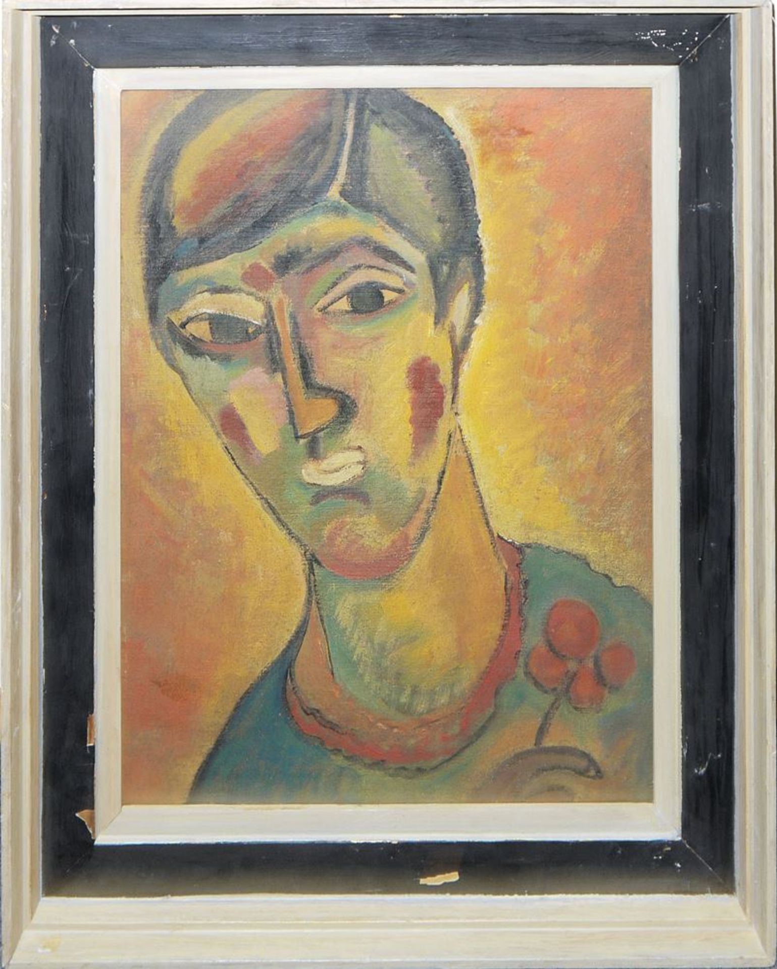 Expressionist, Frauenkopf, Ölgemälde um 1920 im Originalrahmen