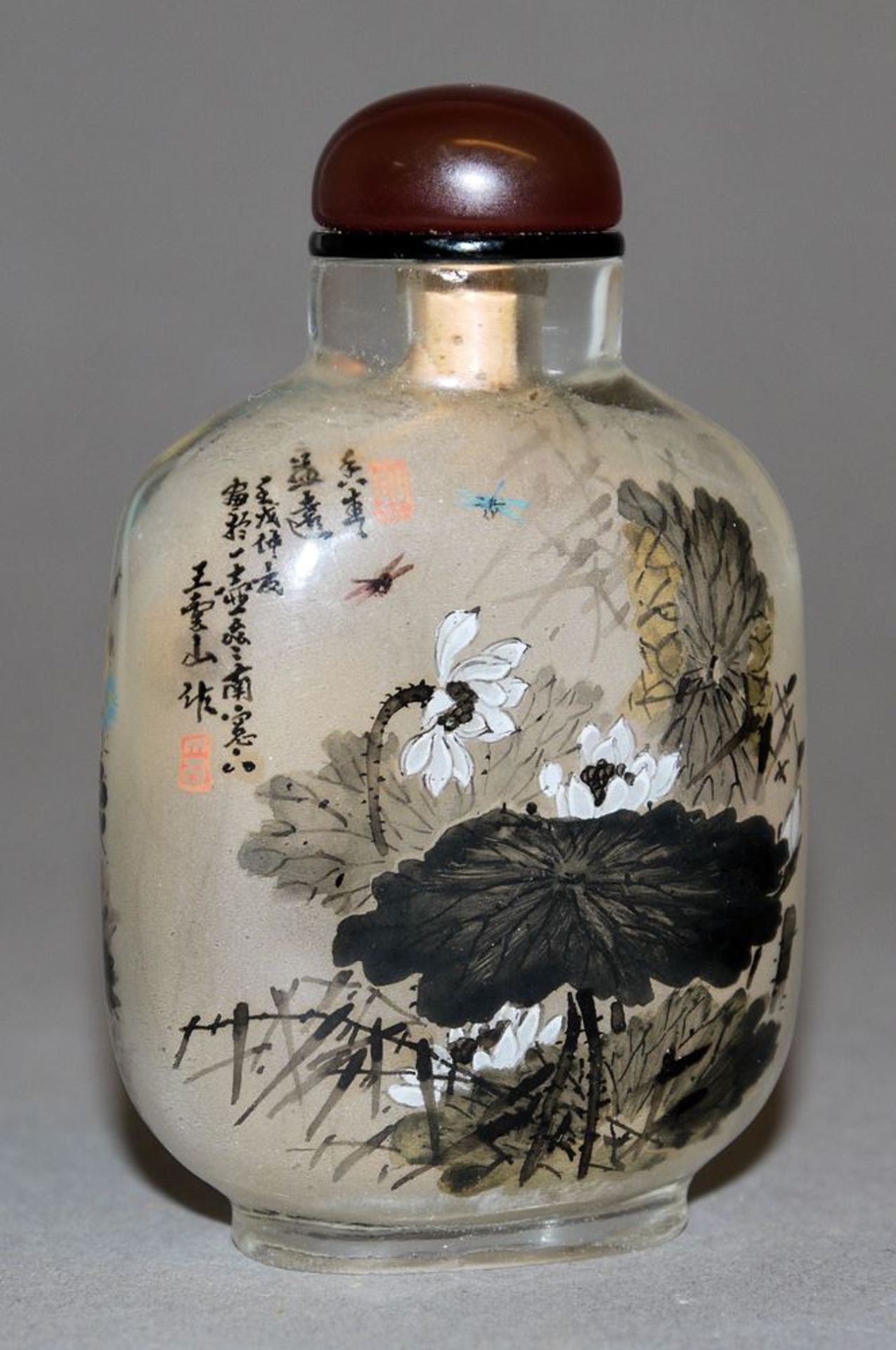 Snuffbottle mit Hinterglasmalerei von Wang Xiacheng, China 1982 - Bild 2 aus 2