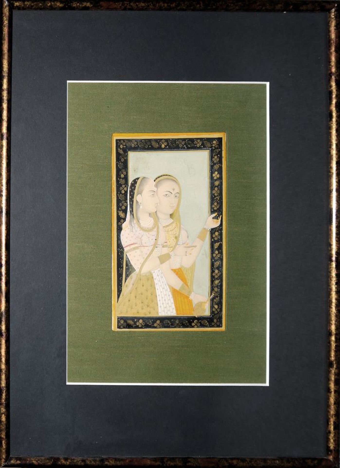 Zwei Freundinnen, Miniaturmalerei der Mewar-Schule, Indien 19. / Anfang 20. Jh. - Image 2 of 3