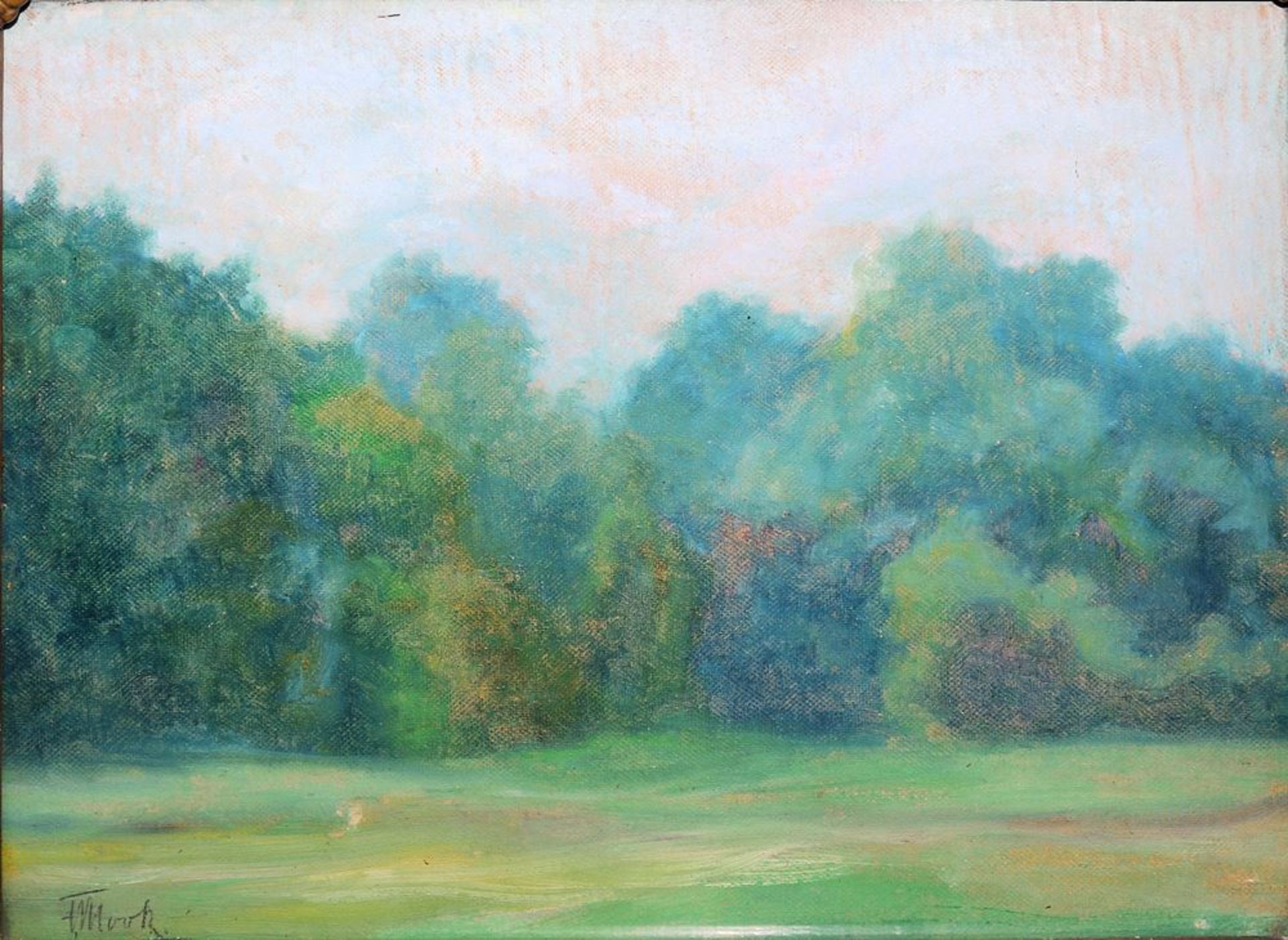 Friedrich Wilhelm Mook, Parklandschaft, Ölgemälde von 1913, gerahmt - Image 2 of 3