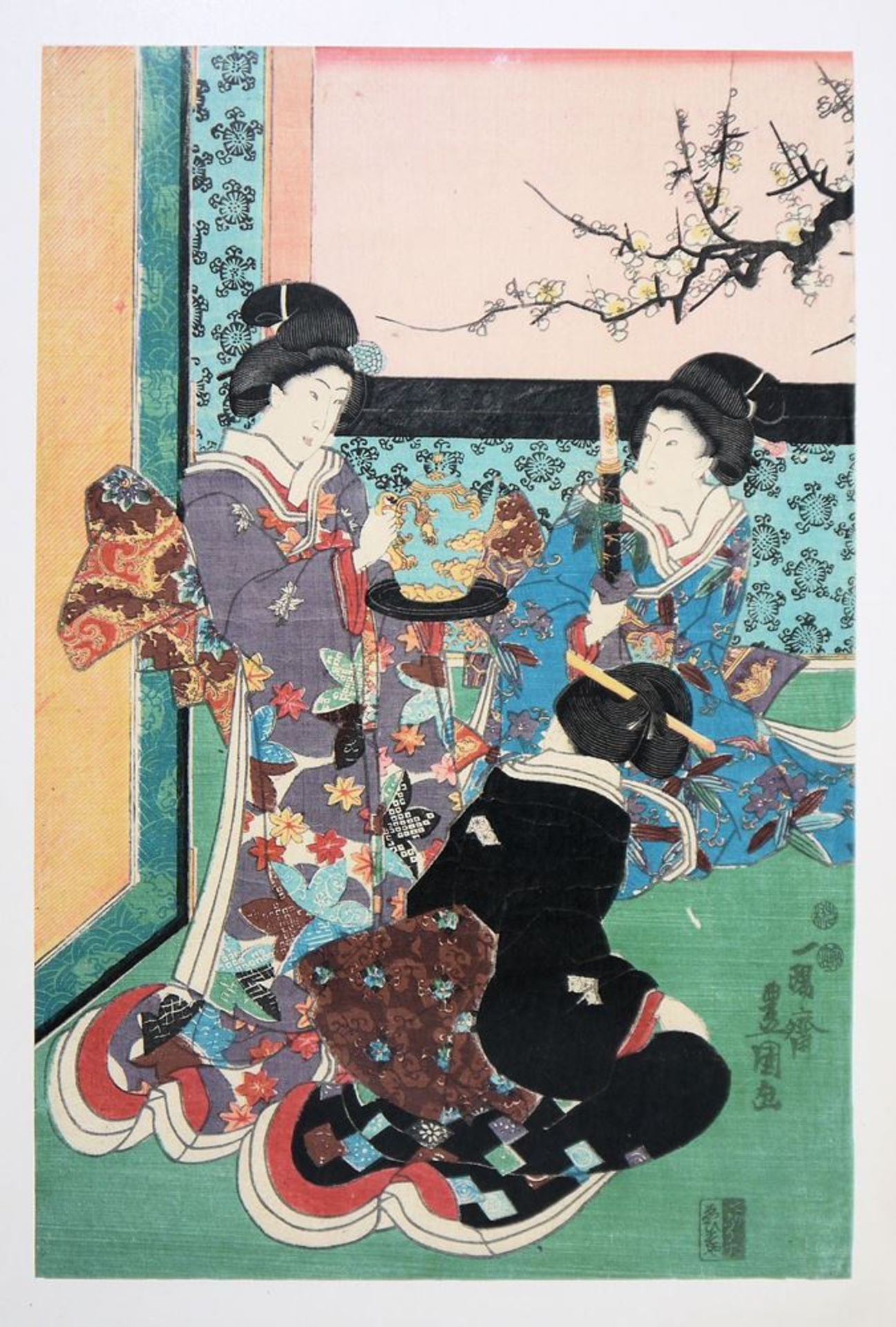 Schöne Damen, fünf japanische Farbholzschnitte des 19. & 20. Jhs. - Bild 2 aus 6