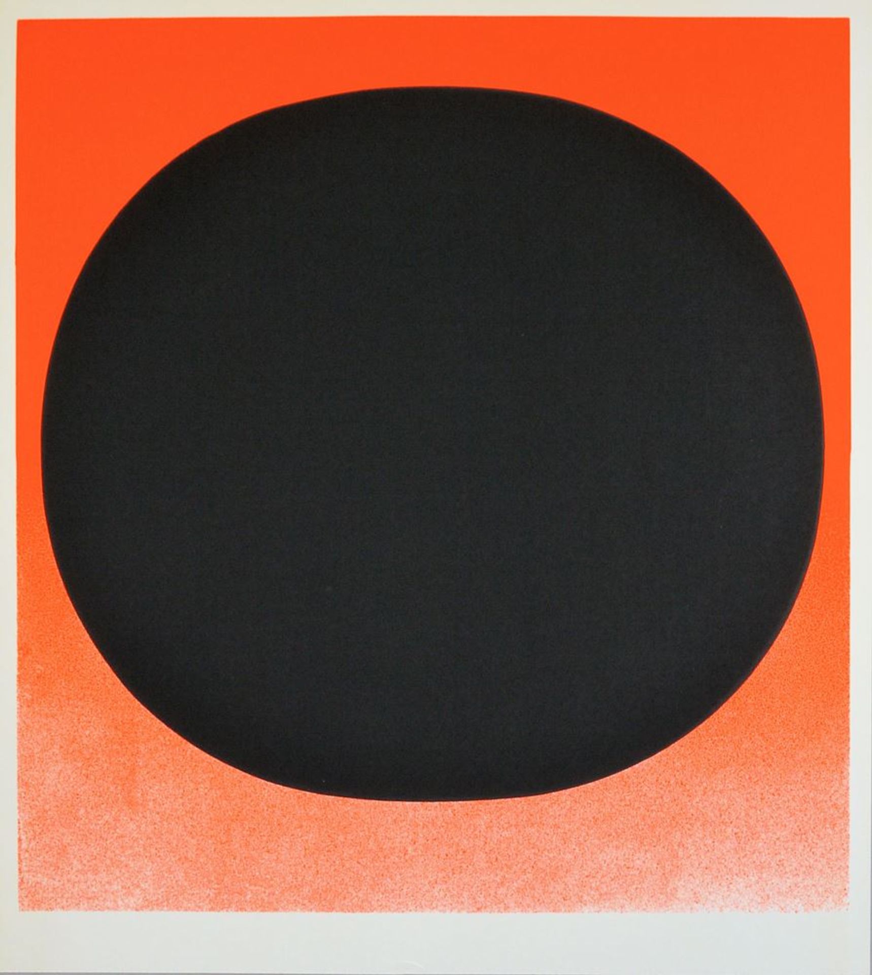 Rupprecht Geiger, Schwarzer Kreis auf Rot-Orange, Farbserigrafie, 1968