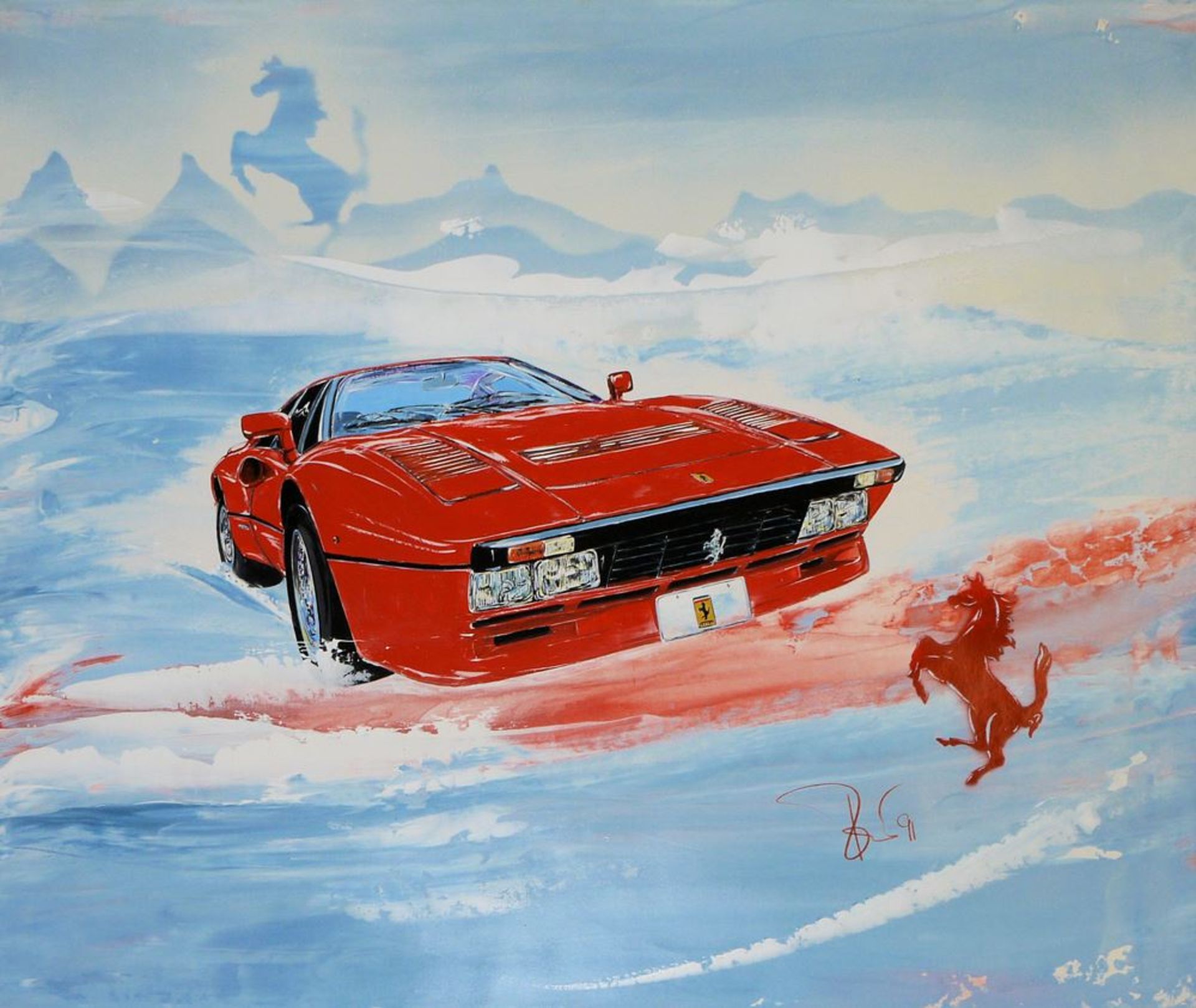 Ferrari-Gemälde, Ferrari 288 GTO, Acrylgemälde von (19)91