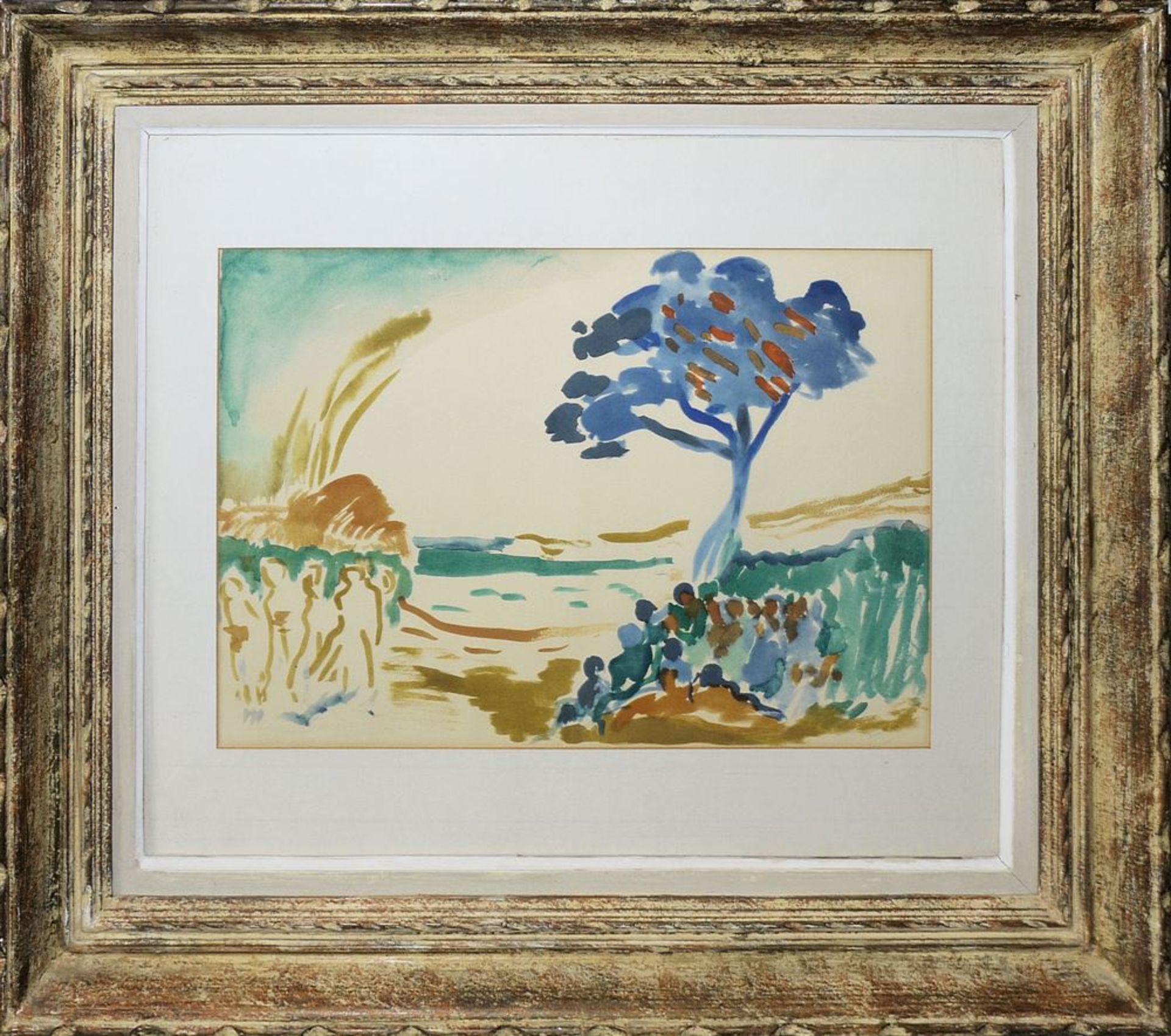 André Derain, Paysage à l`arbre bleu, Farblithographie im französischen "Expressionistenrahmen"André