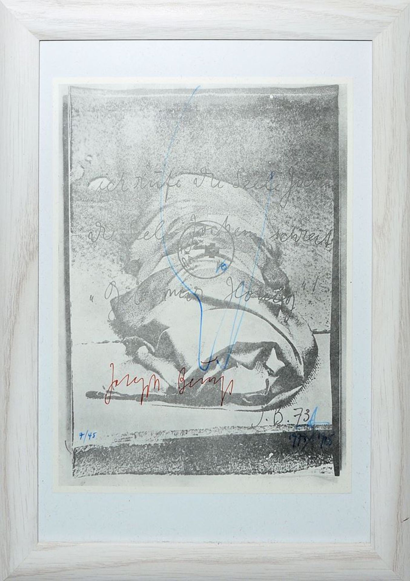 Joseph Beuys, Der Vogel, signierte Offsetlithographie mit Vogelzeichnung von Jonas Hafner, 1973/