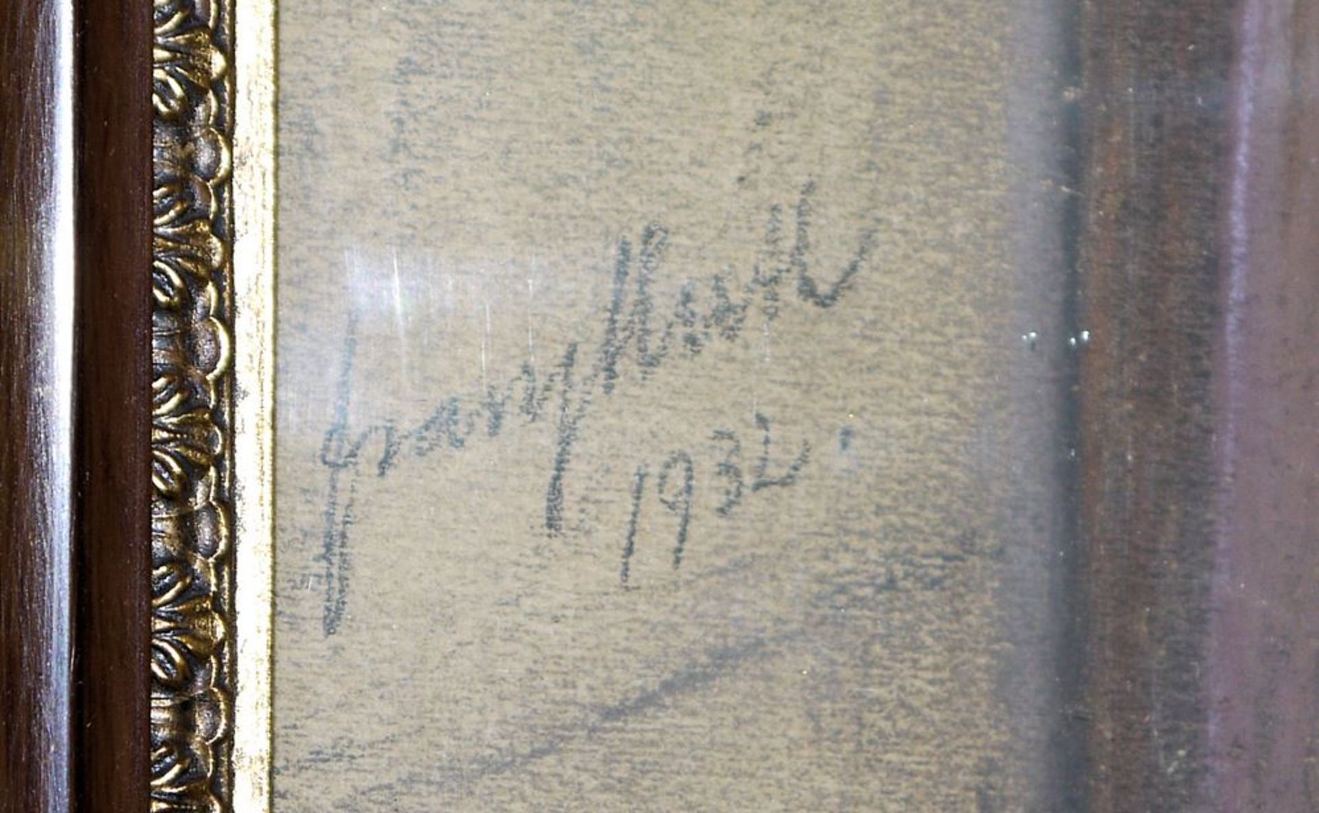 Franz Huth, Ansicht Goethes Schlaf- und Sterbezimmer, Pastell von 1932 - Bild 2 aus 2