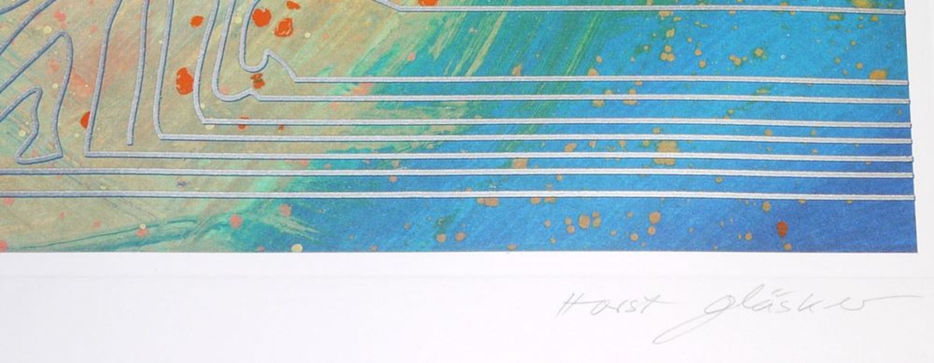 Horst Gläsker, "Mann spürt Frau auf" ("Veredelte Palette"), Collage 1983/85 & "Sonnenlinien", - Image 4 of 4