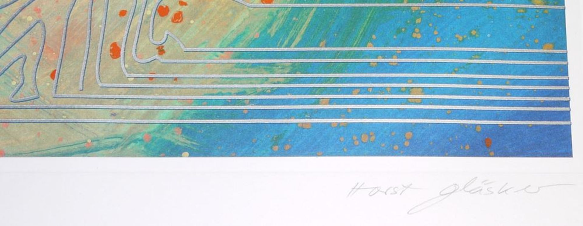 Horst Gläsker, "Mann spürt Frau auf" ("Veredelte Palette"), Collage 1983/85 & "Sonnenlinien", - Bild 4 aus 4