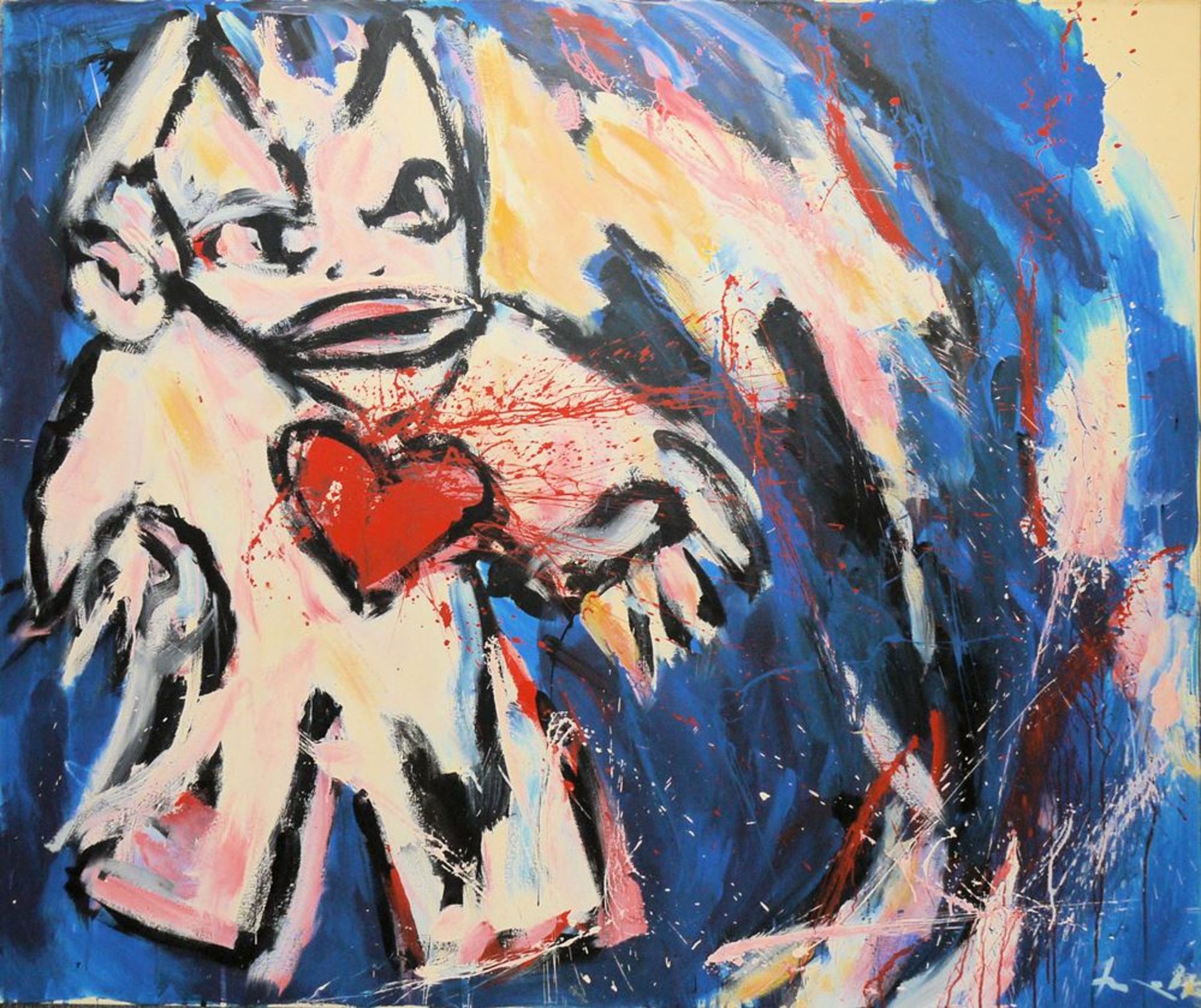 Klaus Fresenius, "Enfant terrible", großformatiges Gemälde von 1987, signiert, o. Rahmen