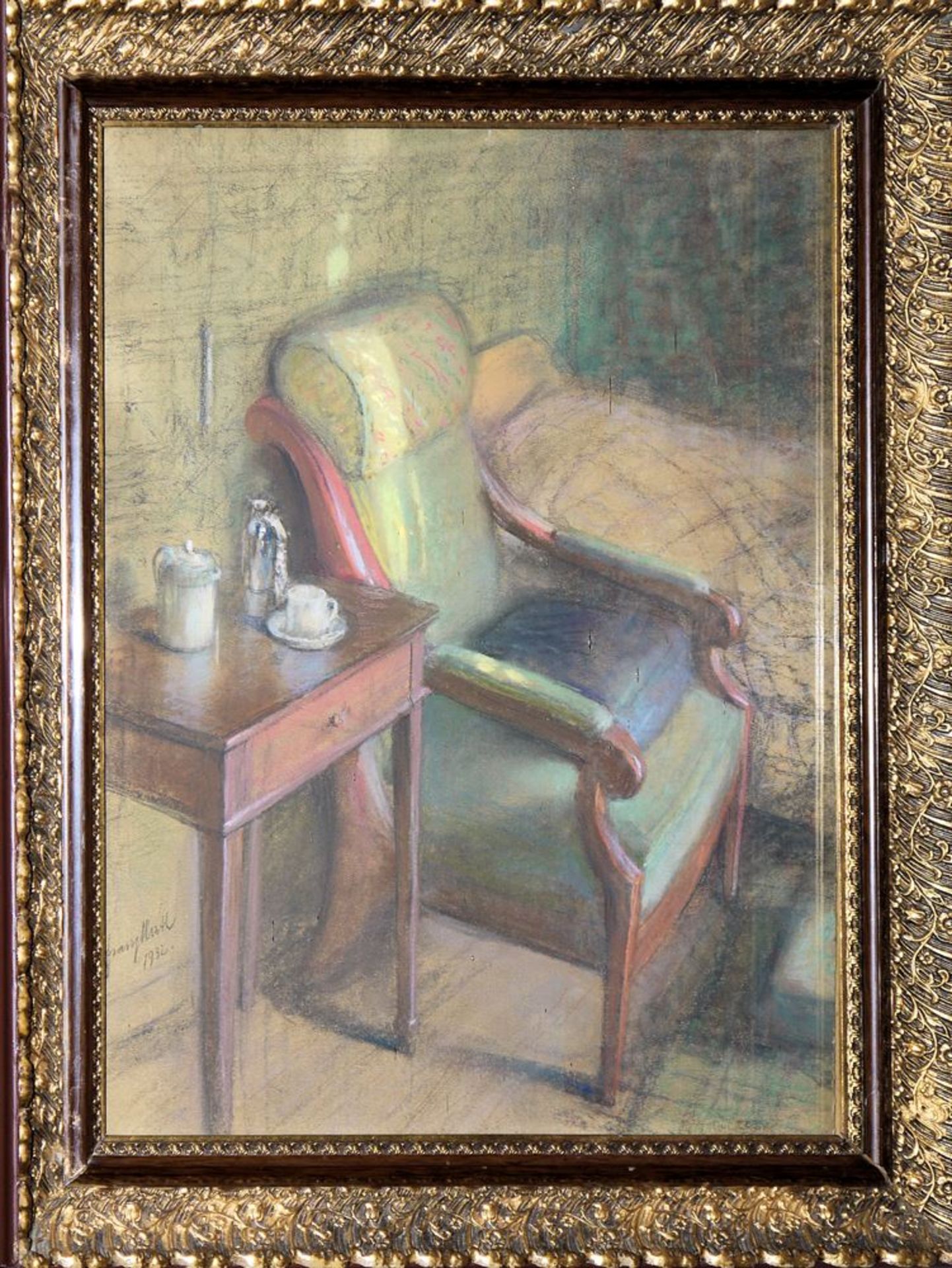 Franz Huth, Ansicht Goethes Schlaf- und Sterbezimmer, Pastell von 1932