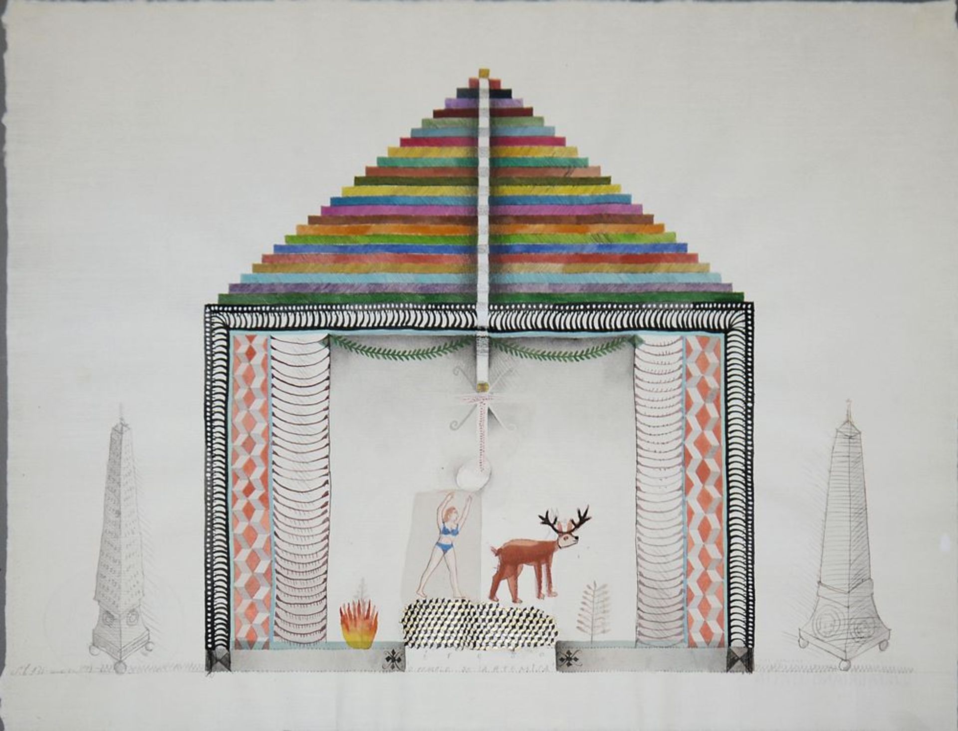 Alex Cerveny, "Éfeso O Templo de Artemisa", Mischtechnik, 1991