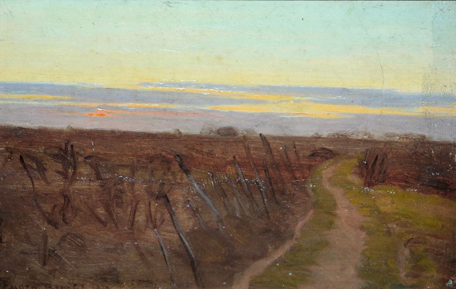 Eugen Bracht, Ländliche Abendstimmung, Ölgemälde von 1878, gerahmt - Bild 2 aus 3