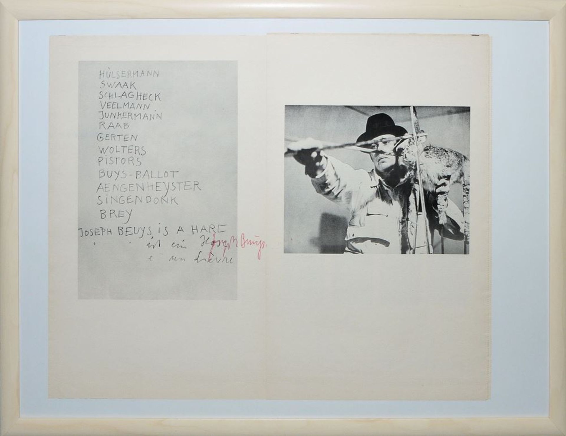 Joseph Beuys, signierte Zeitung "Pour" aus den 1970er Jahren, gerahmt