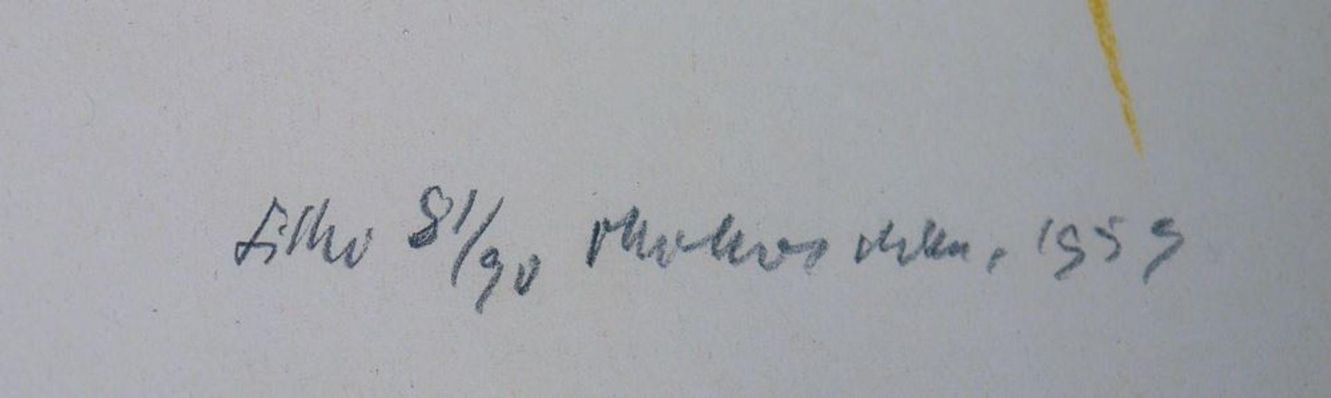 Oskar Kokoschka, "Mädchen mit Taube und Totenkopf", große signierte Farblithographie von 1959, - Bild 2 aus 2