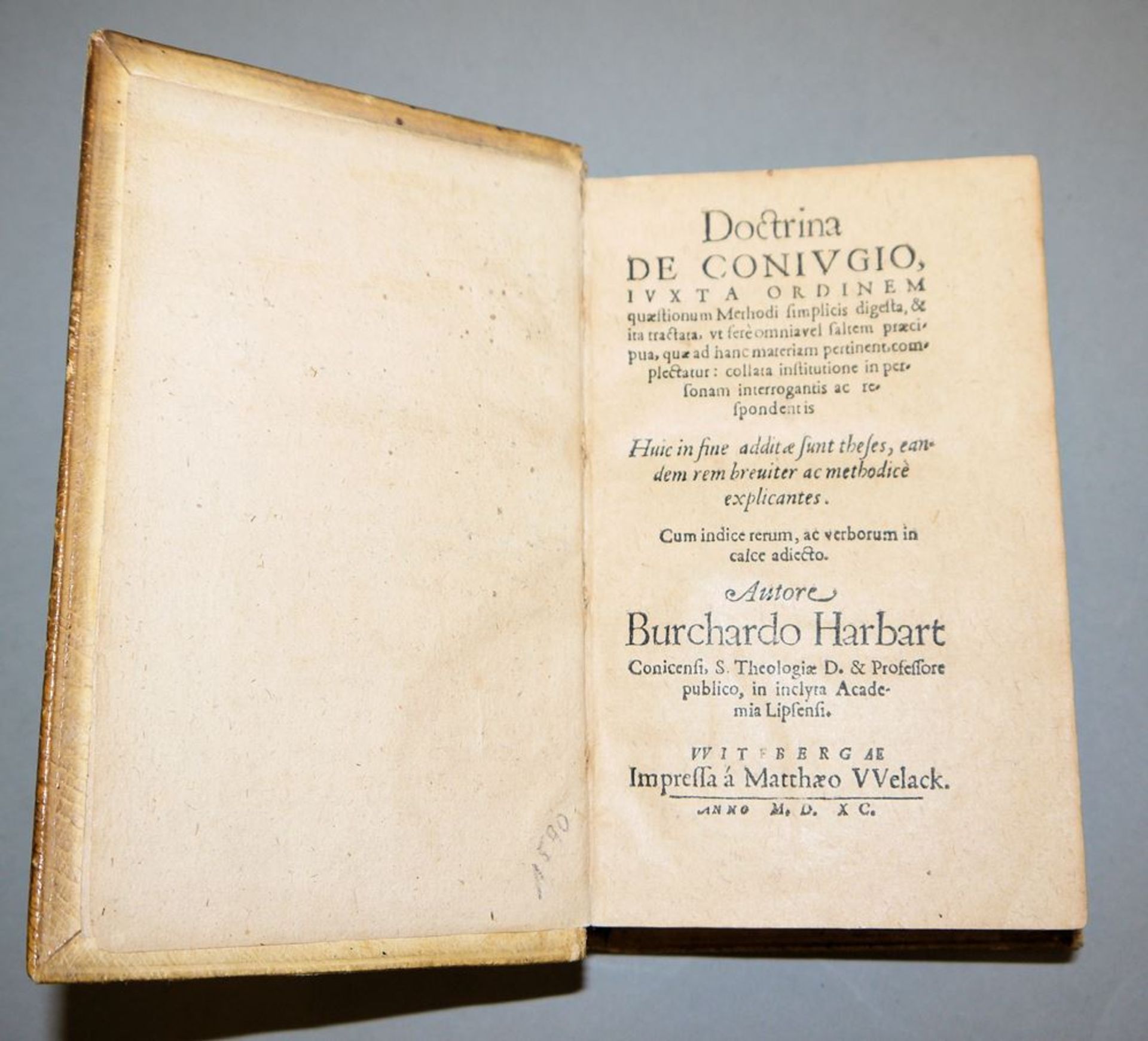 Antiquarisches zur Theologie: Buchardus Harbart, Doctrina de Coniugio, 1590, selten! - Bild 2 aus 2
