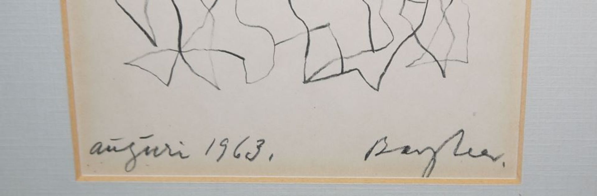 Eduard Bargheer, "Auguri 1963", signierte Zeichnung von 1962, gerahmt - Image 3 of 3