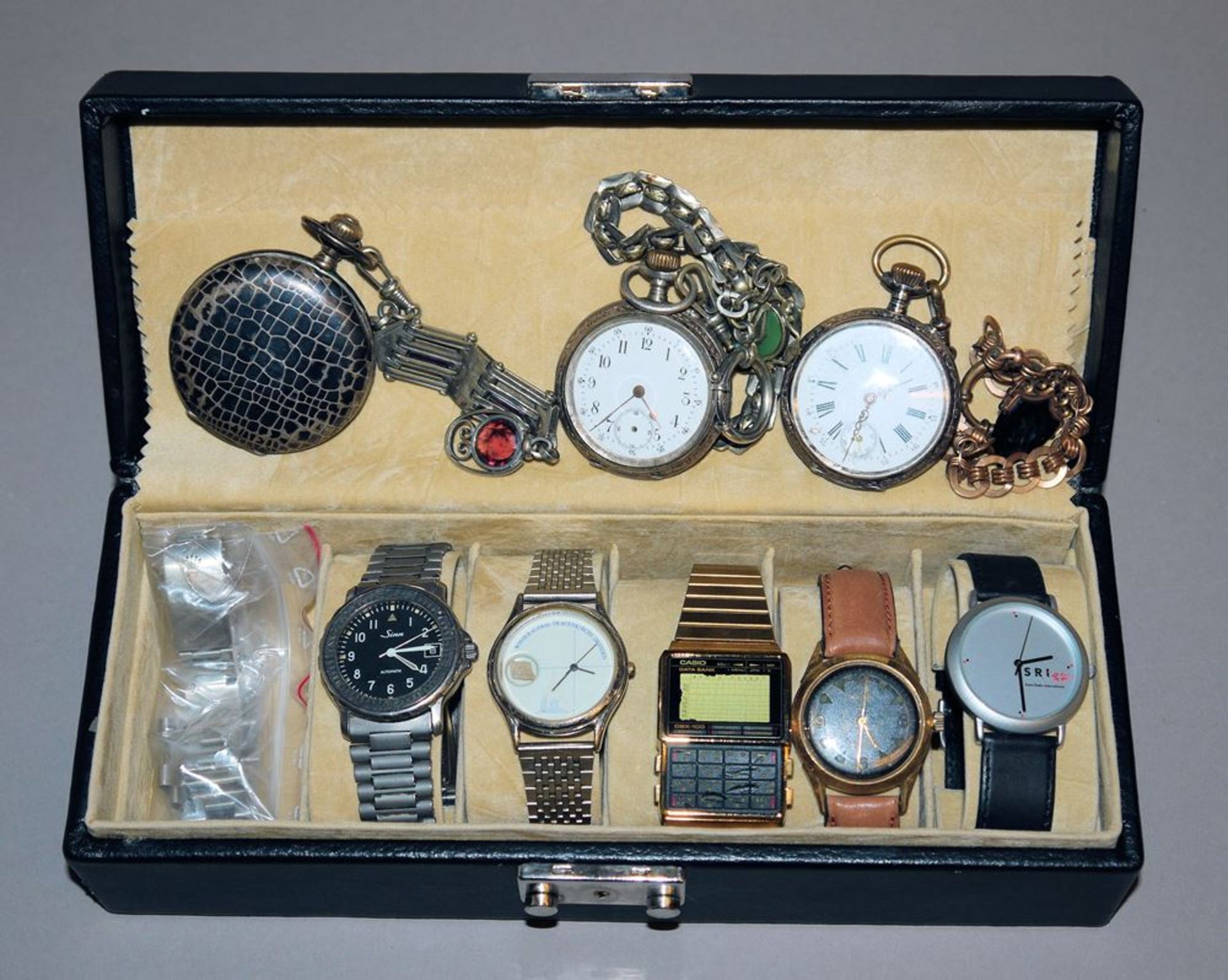 5 sammelwürdige Herrenarmbanduhren und 3 Herrentaschenuhren um 1900