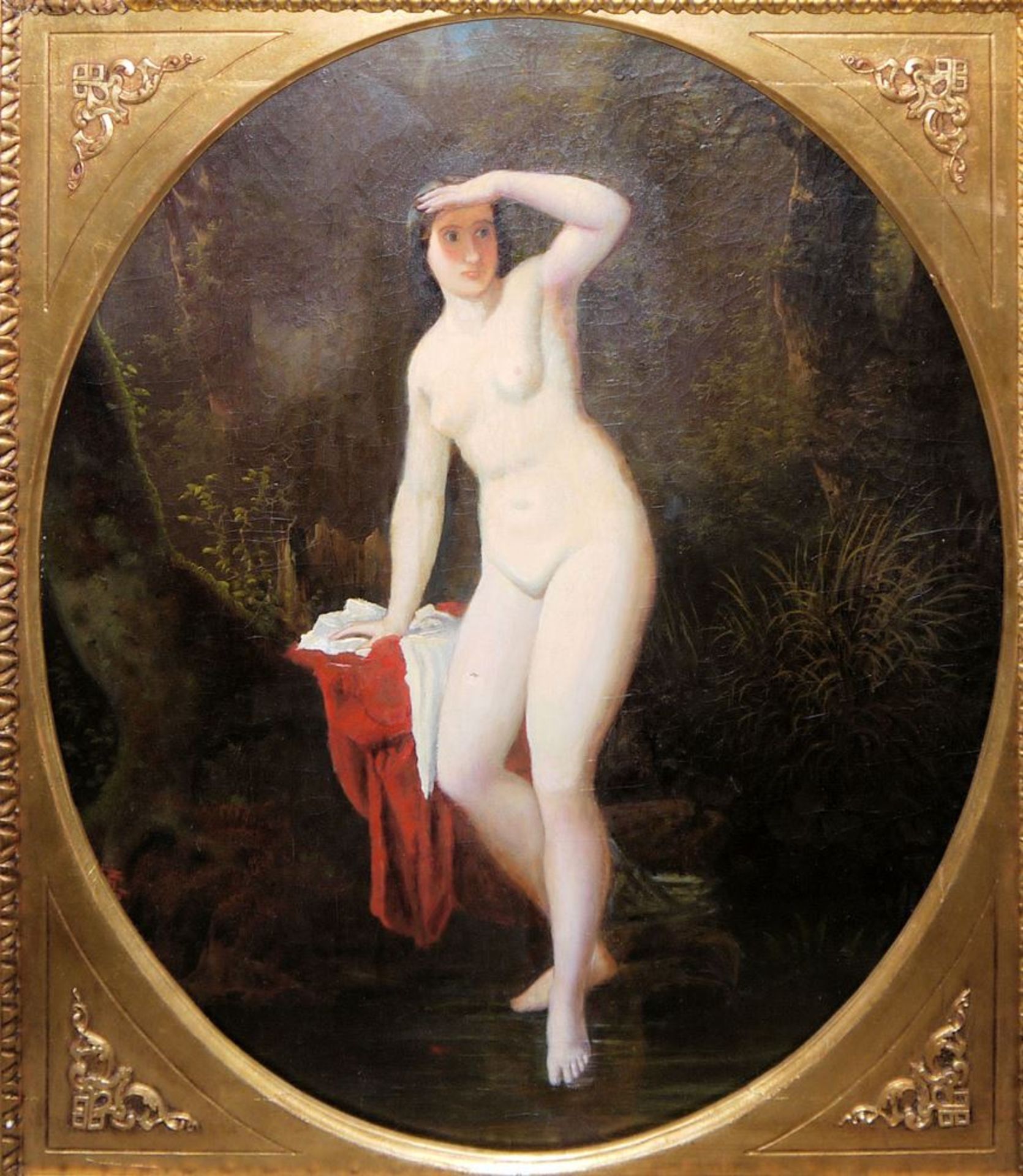 József Molnar, Frauenakt, in die Ferne schauend, (Quellnymphe), Ölgemälde von 1 - Image 2 of 4