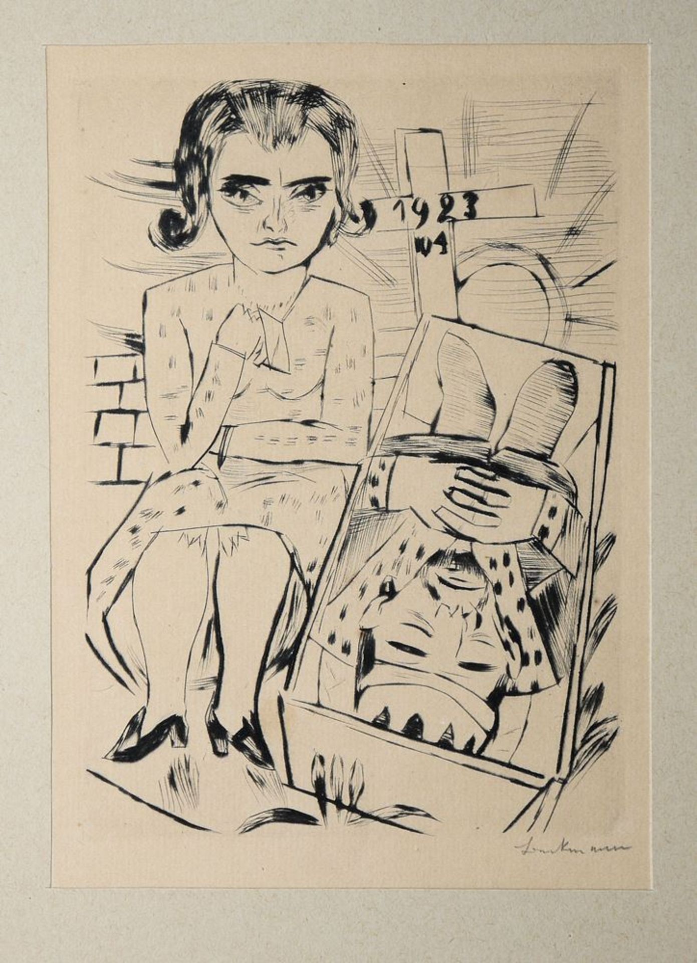 Max Beckmann, 8. Blatt der Folge "Fanferlieschen Schönefüßchen", signierte Radi