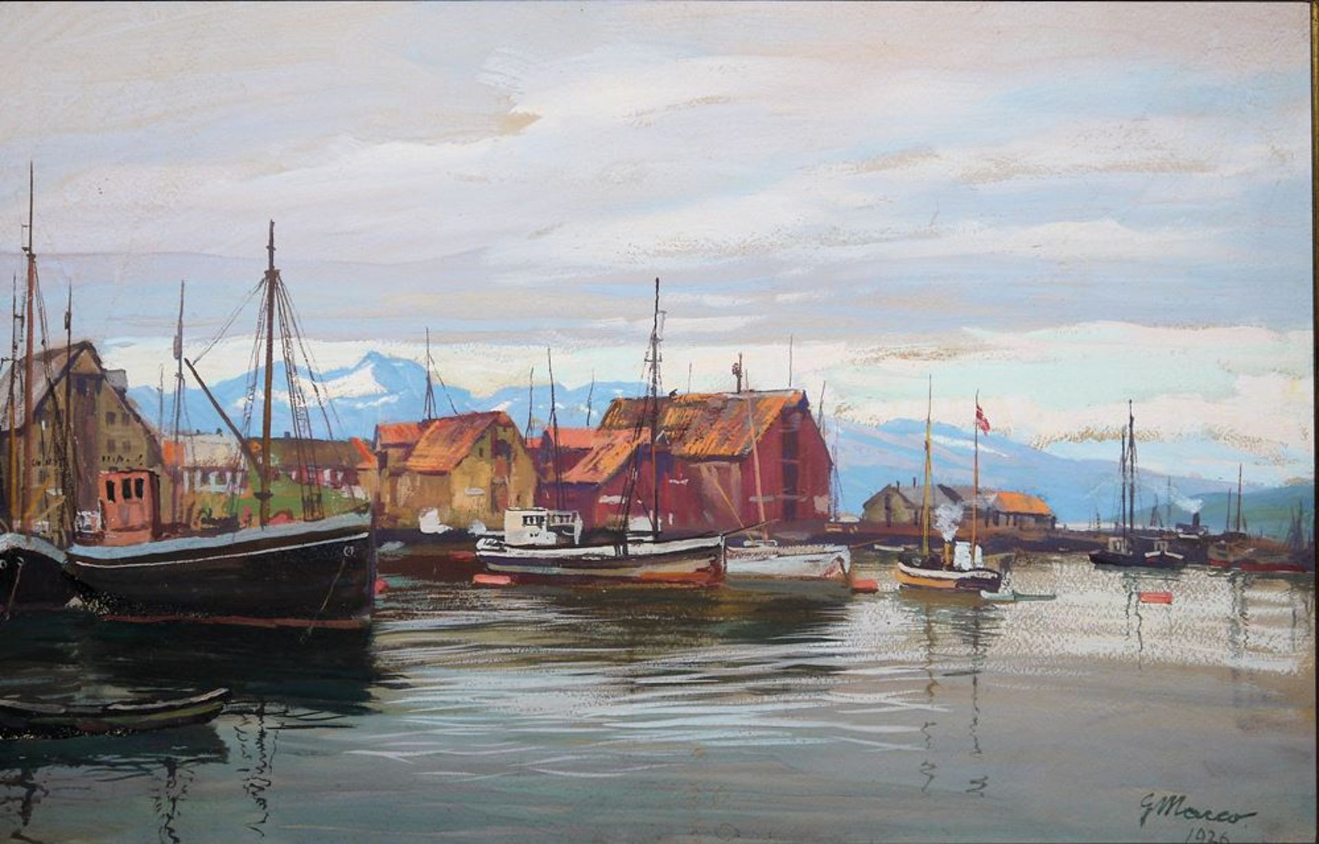 Georg Macco, "Tromsö", Ölgemälde von 1926, gerahmt - Image 2 of 4