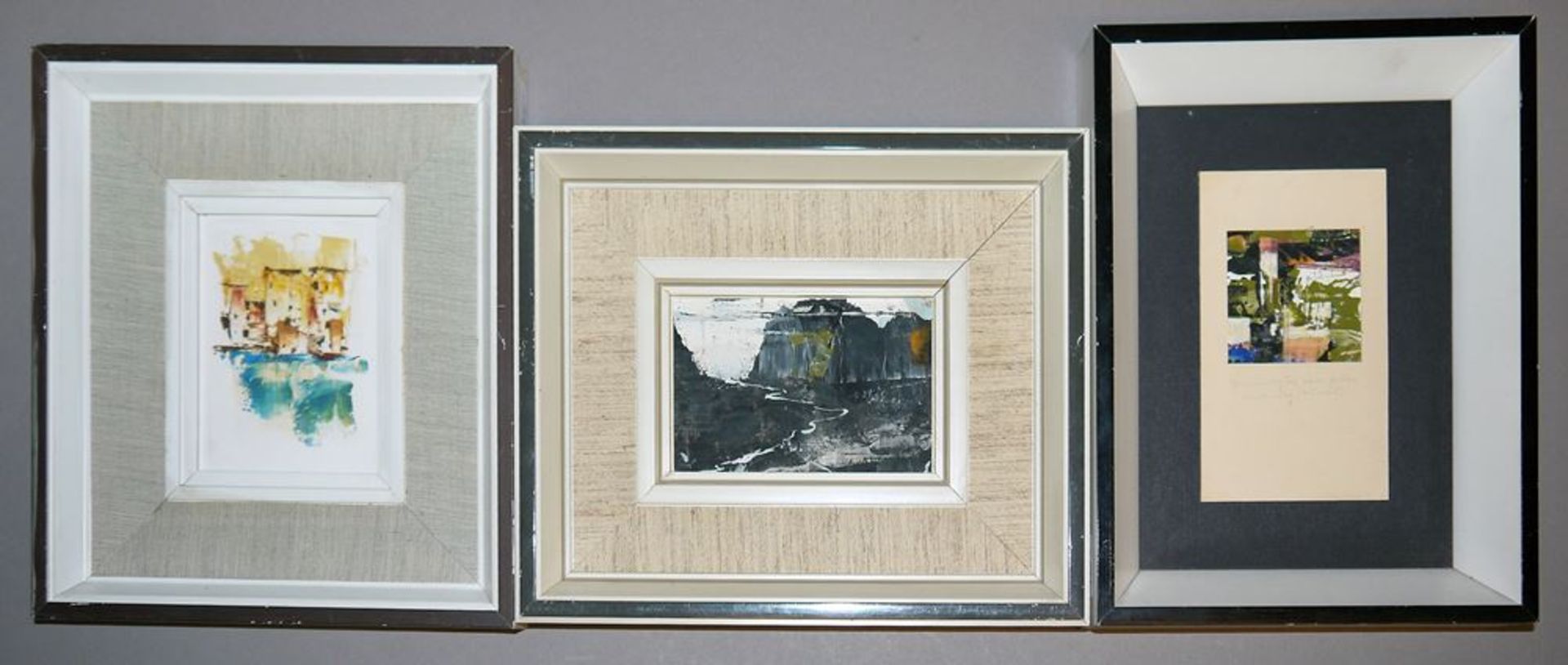 Joachim Berthold, drei kleine Landschaften, Acryl, von 1980, gerahmt