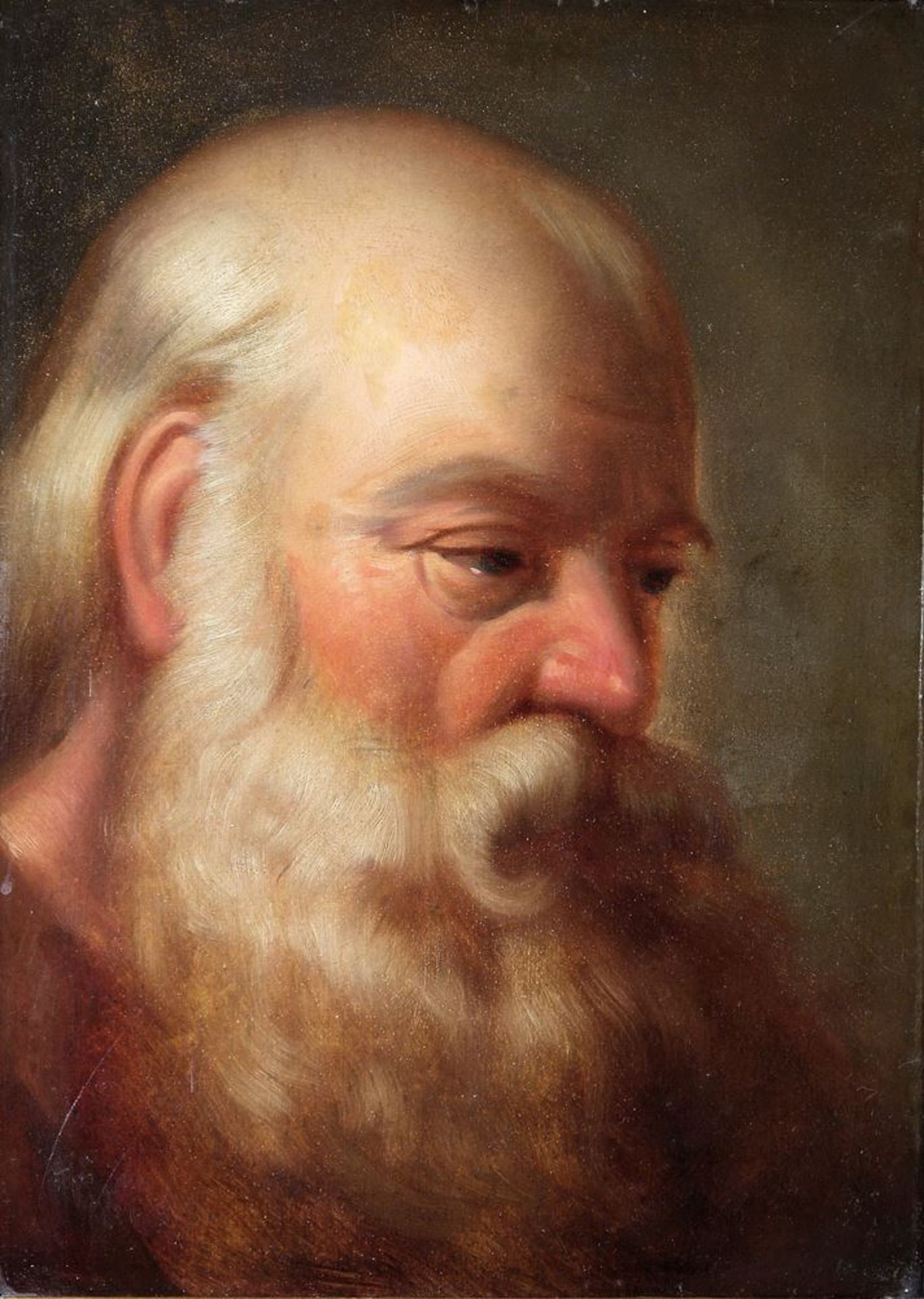 John H. Thompson, Charakterkopf eines alten bärtigen Mannes, Ölgemälde von 1853 - Image 2 of 2