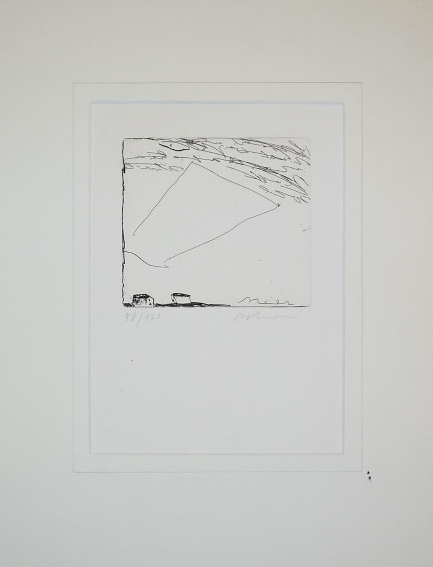 Karl Bohrmann, Abstrahierte Landschaft, signierte Radierung