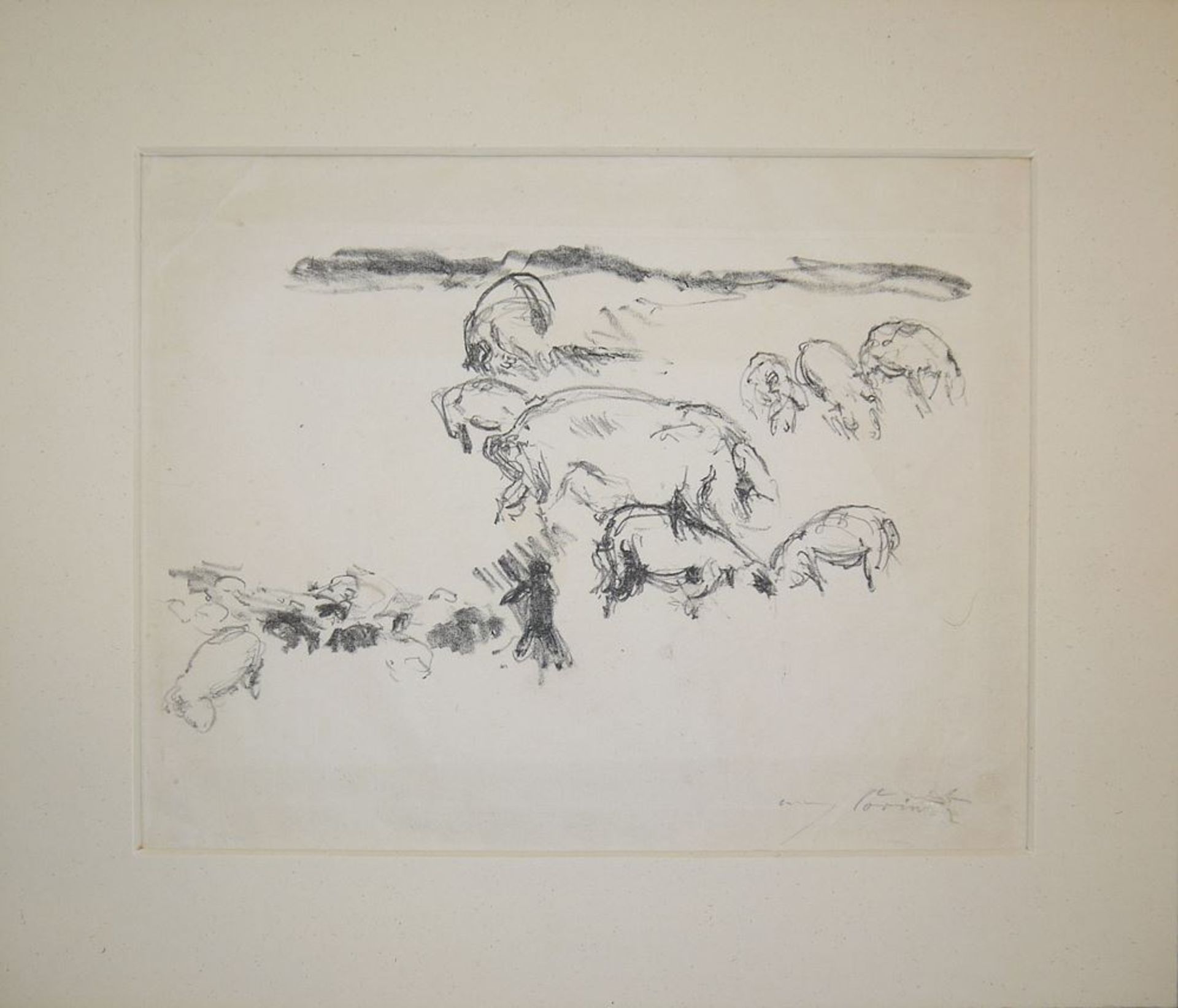 Lovis Corinth, " Herde auf der Weide", Lithographie um 1910, sign.