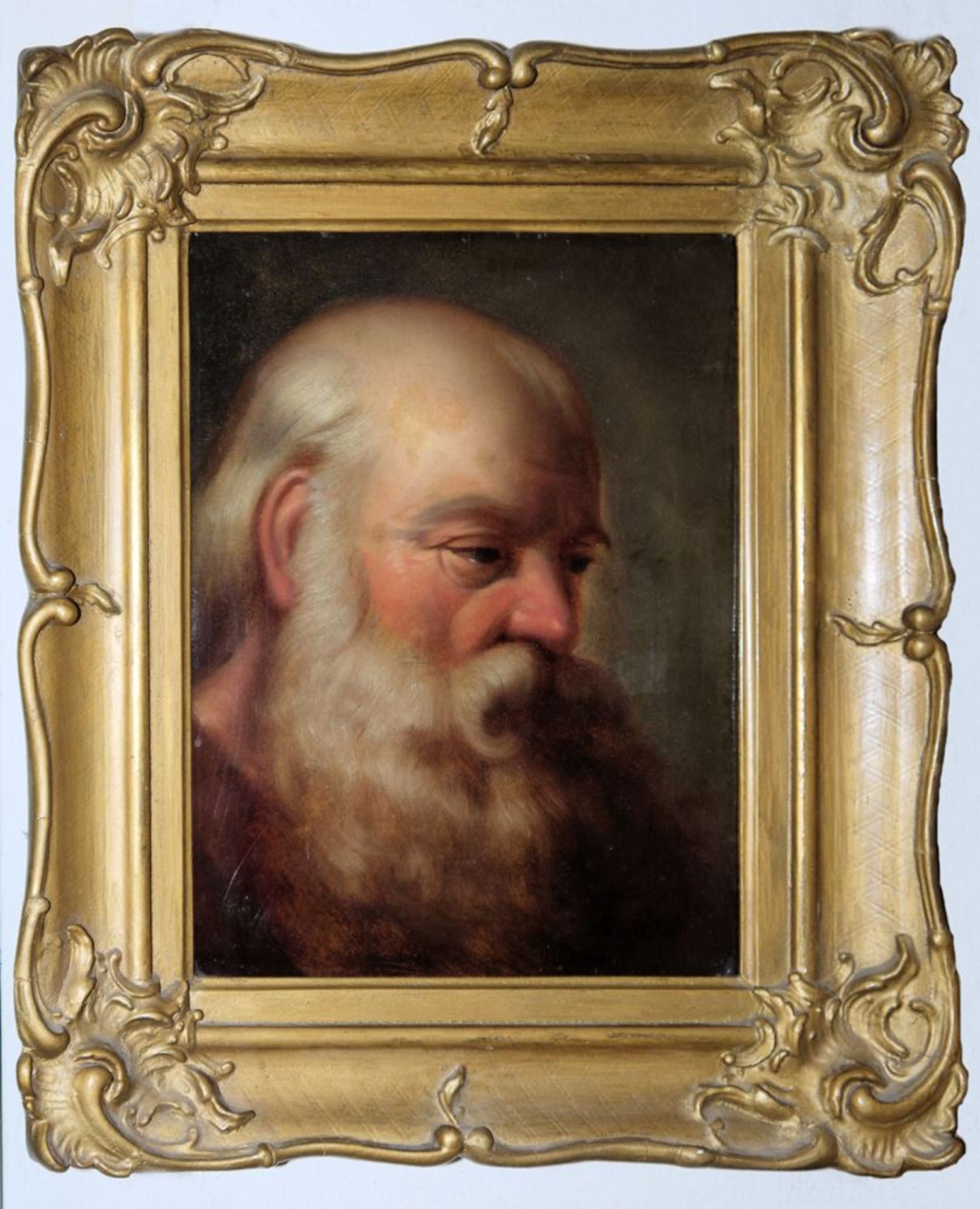 John H. Thompson, Charakterkopf eines alten bärtigen Mannes, Ölgemälde von 1853