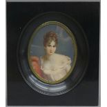 Miniatur auf Elfenbein gemalt, "Madame Recamier", monogrammiert R.P., oval, 9x7 cm, im Rahmen,
