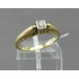 Damenring 14 kt. Gelbgold, 1 Brillant, ca 0,07 ct., weiß, si, ca 4g, RM 56,